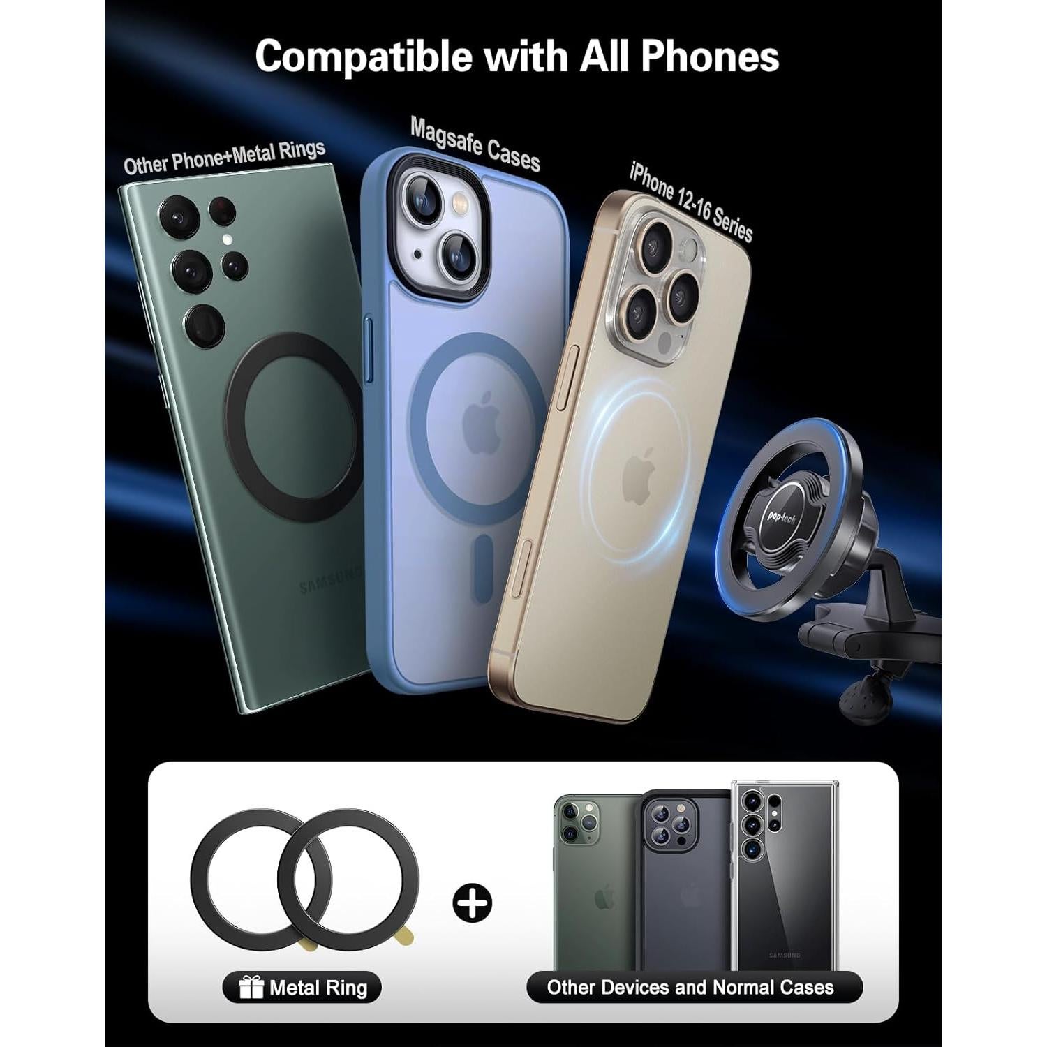 Soporte magnético para teléfono Pop-Tech CD con acero 4mm