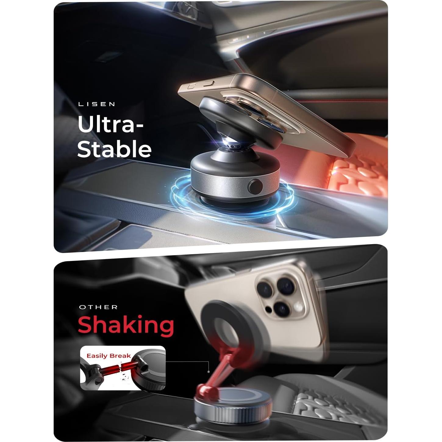 Soporte de Teléfono Magnético LISEN 360° Ajustable Plateado