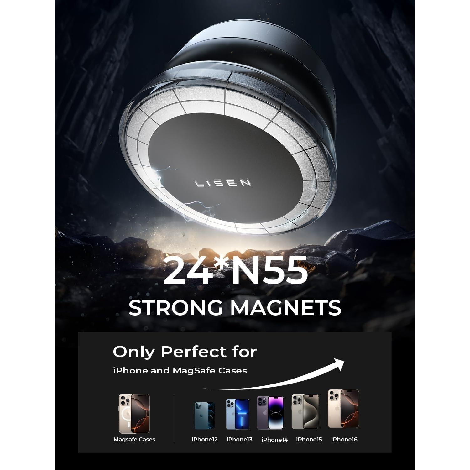 Soporte de Teléfono Magnético LISEN 360° Ajustable Plateado