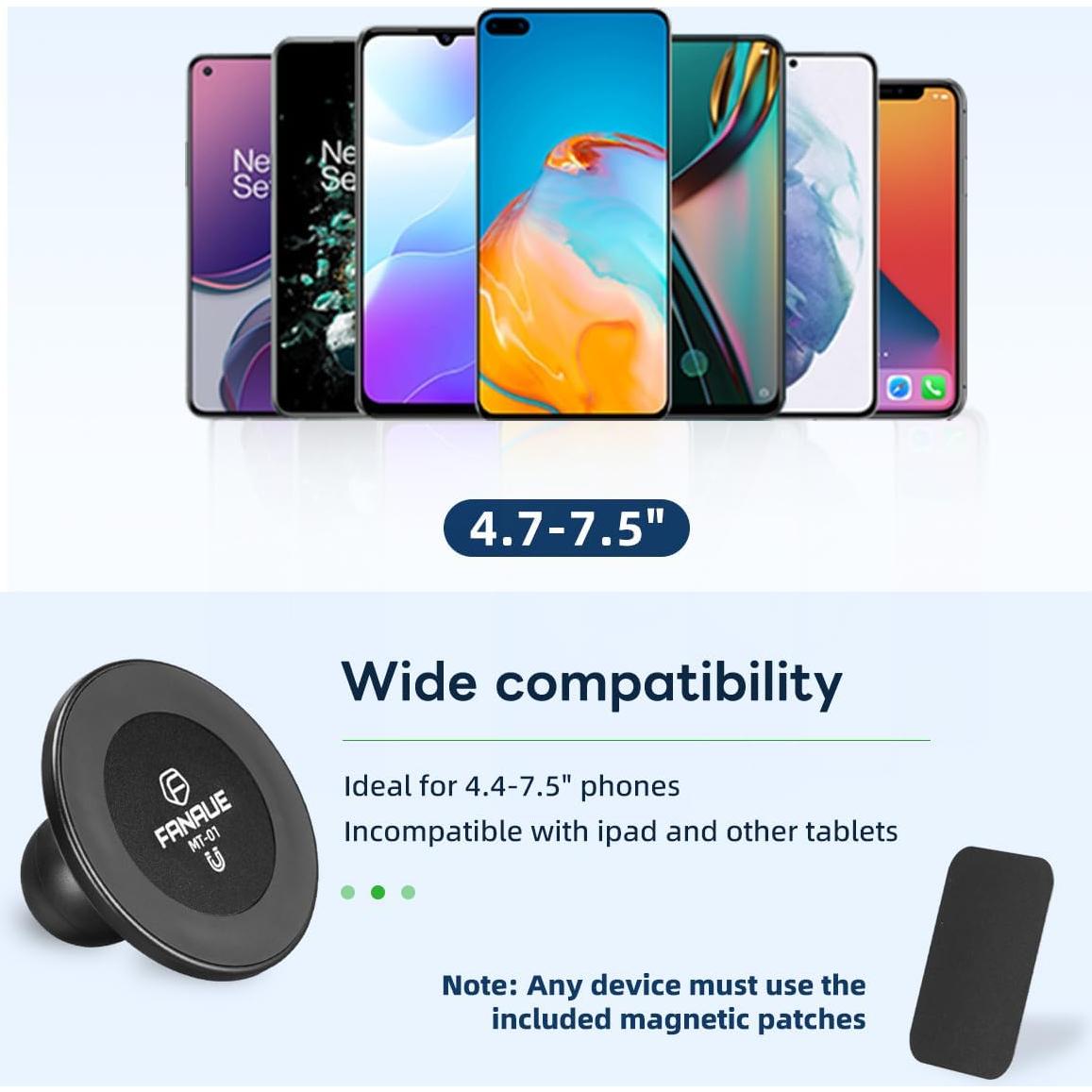 Soporte Magnético para Teléfono FANAUE con Cabeza Esférica 1"
