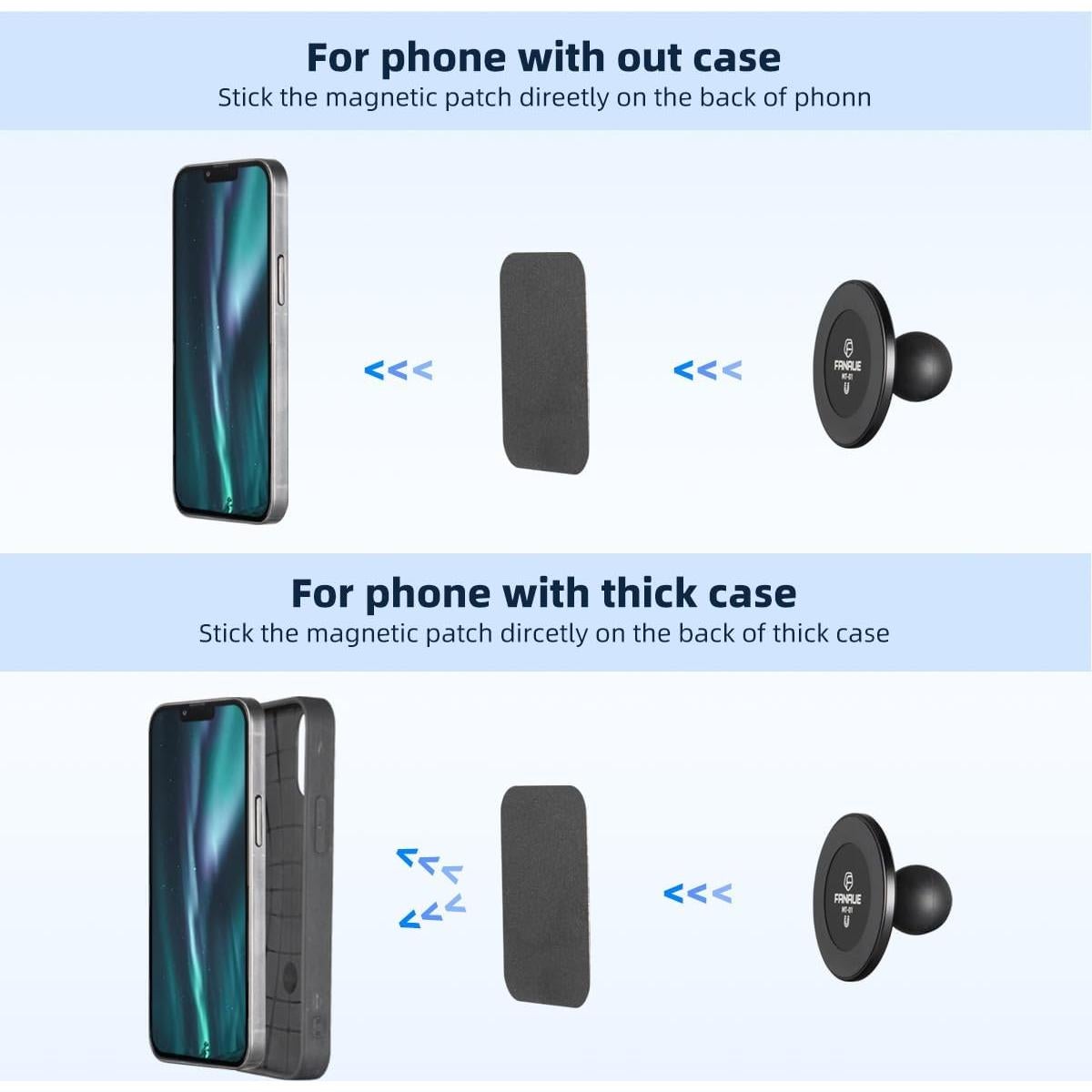 Soporte Magnético para Teléfono FANAUE con Cabeza Esférica 1"