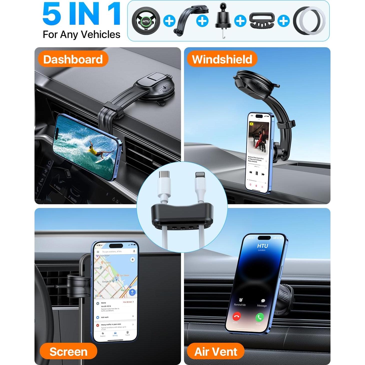 Soporte para Coche HTU Magnético 5 en 1 Verde