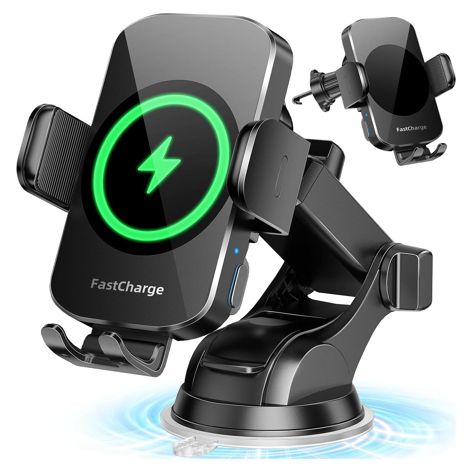 Cargador Inalámbrico para Auto 15W con Soporte Negro