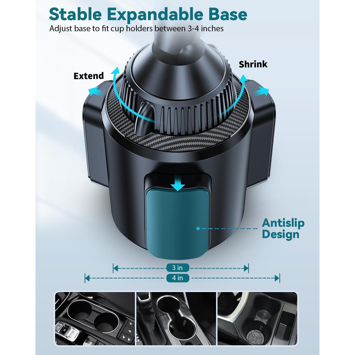 for Qi2 15W Magsafe Car Mount Charger, Phone Holder Car Cup Holder Wireless Car Charger Heat Dissipation System, Fast Charging Magnetic Phone Holder for iPhone 16 15 14 13 12 [with PD Adapter]