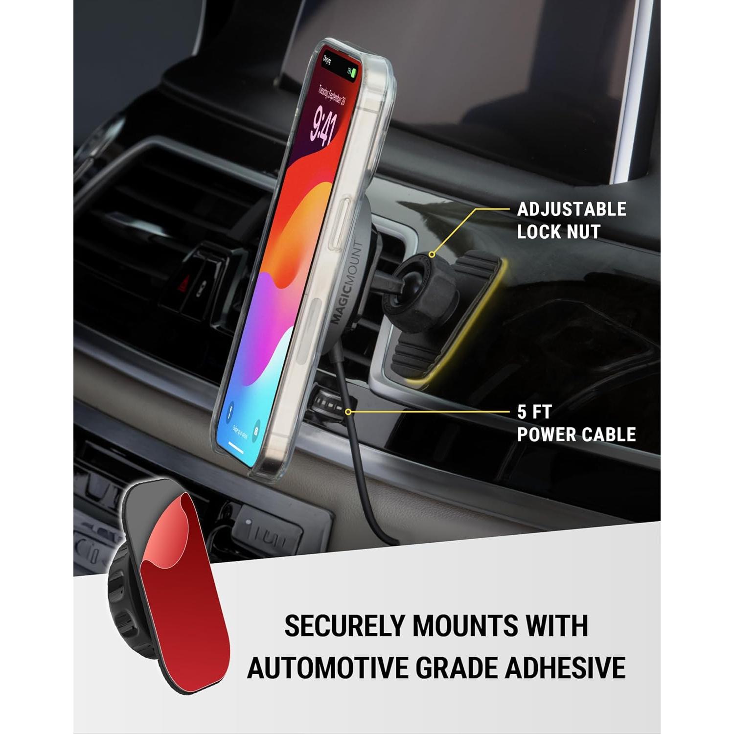 Cargador Inalámbrico Rápido Scosche MagicMount Pro 15W