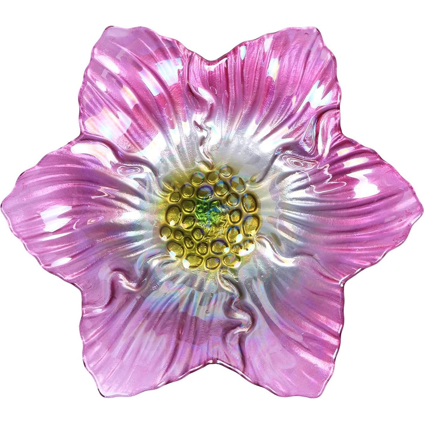 Fuente para Aves DREAM GARDEN Vidrio Rosa con Estaca 66 cm