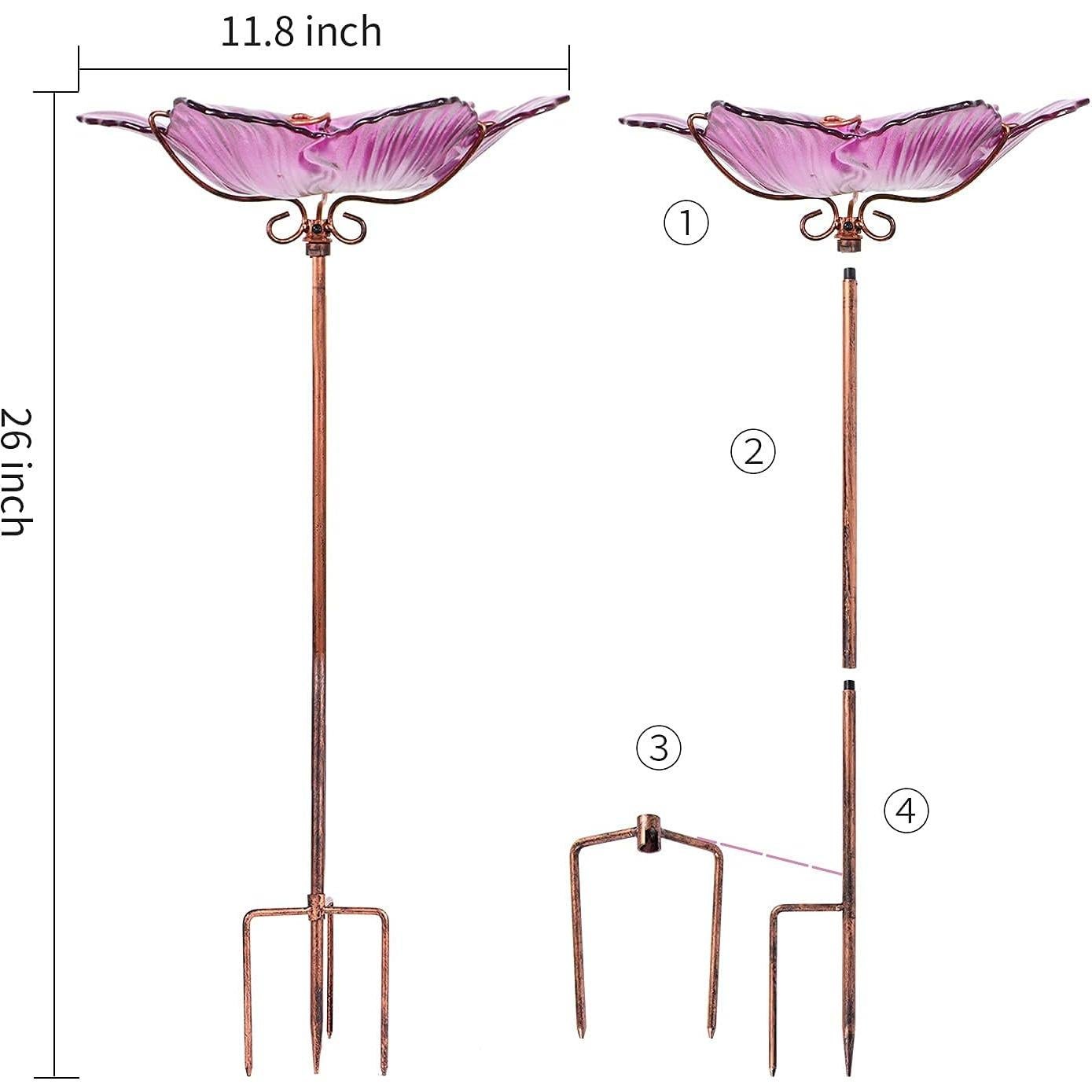 Fuente para Aves DREAM GARDEN Vidrio Rosa con Estaca 66 cm