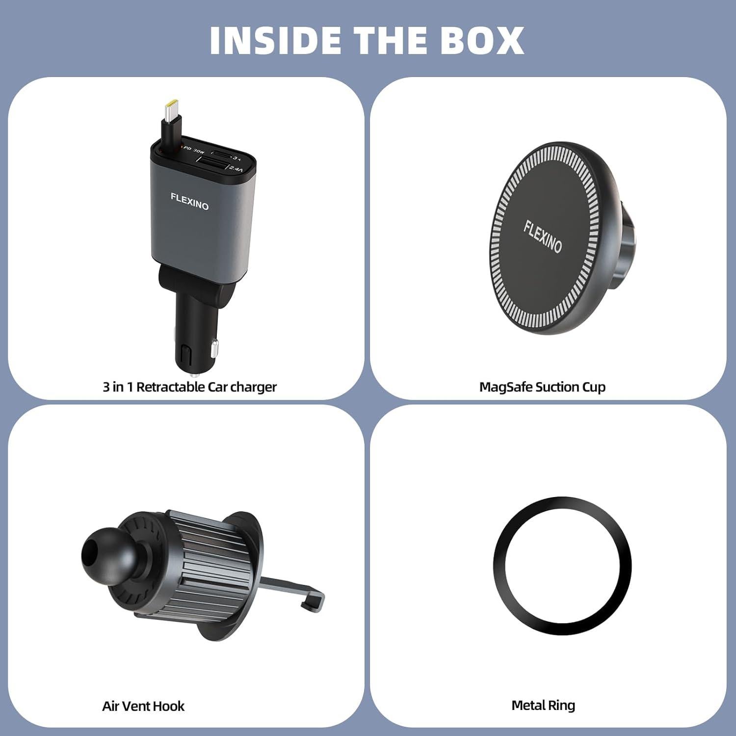 Combo Cargador de Coche USB-C y Soporte Magnético iPhone