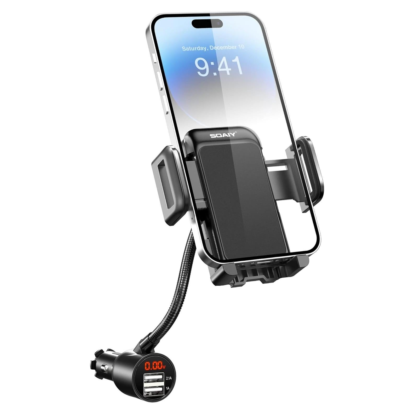 Soporte para Coche SOAIY 3-en-1 con Cargador USB 3.1A