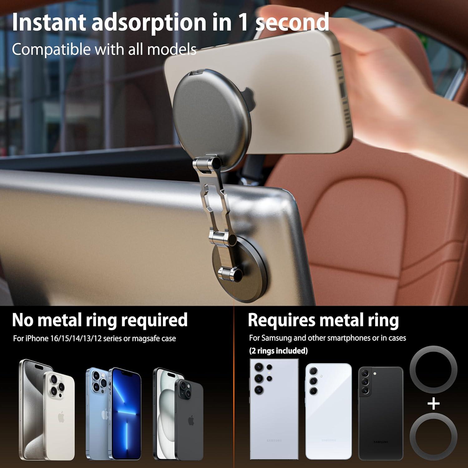 SCHUGS for Mag-Safe Car Charger Mount, [Zinc Alloy] 15W Fast Charging Ultra Magnetic Car Phone Holder, Magnetic Wireless Car Charger Dashboard, iPhone Car Mount Chrager for iPhone 16 15 14 13 Pro Max