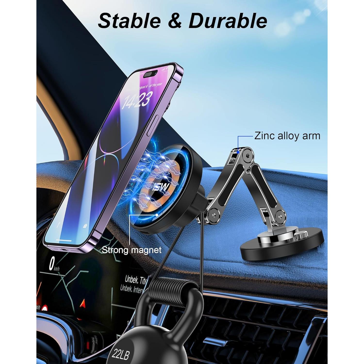 Soporte de Carga Magnético para Coche iAXBi 15W Inalámbrico