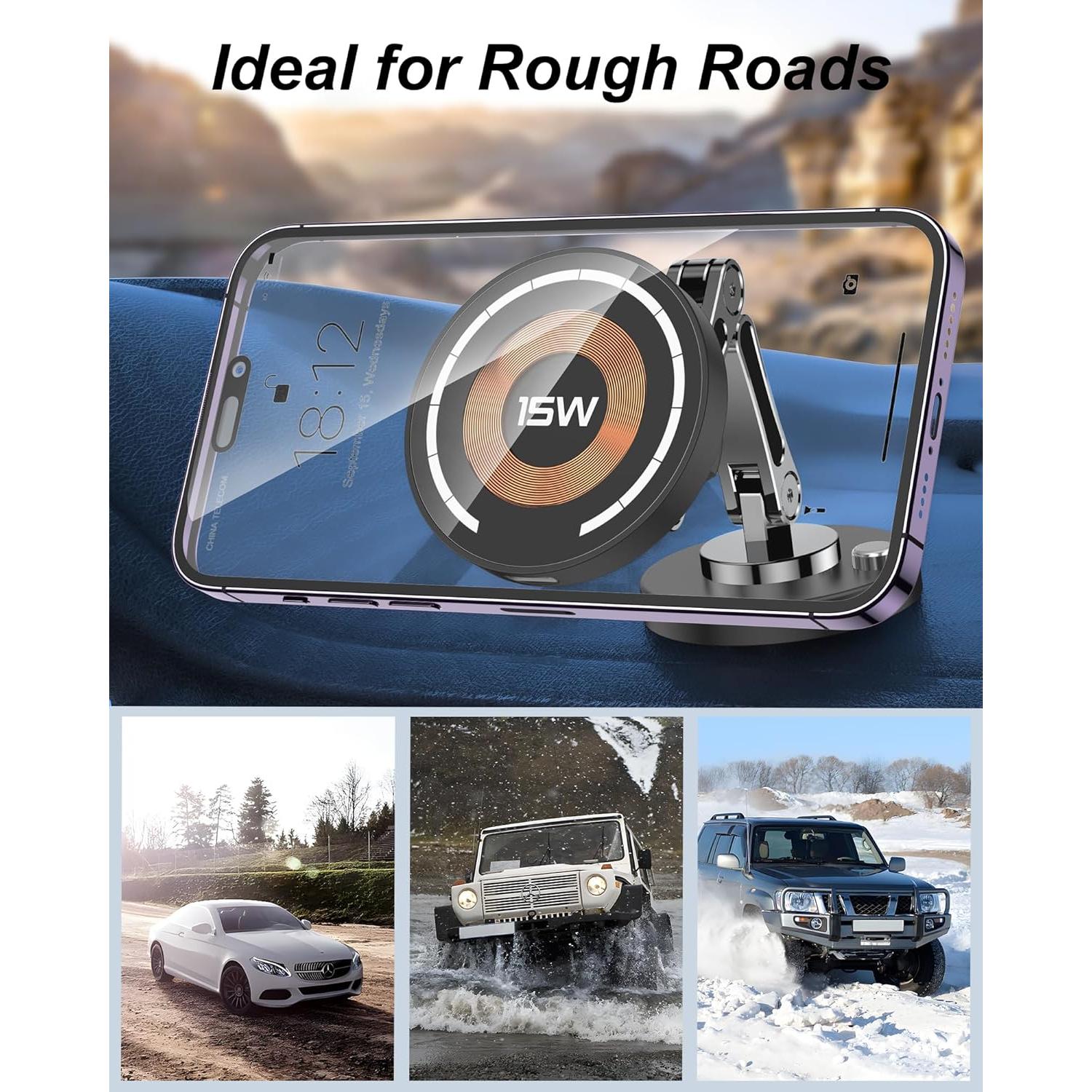 Soporte de Carga Magnético para Coche iAXBi 15W Inalámbrico