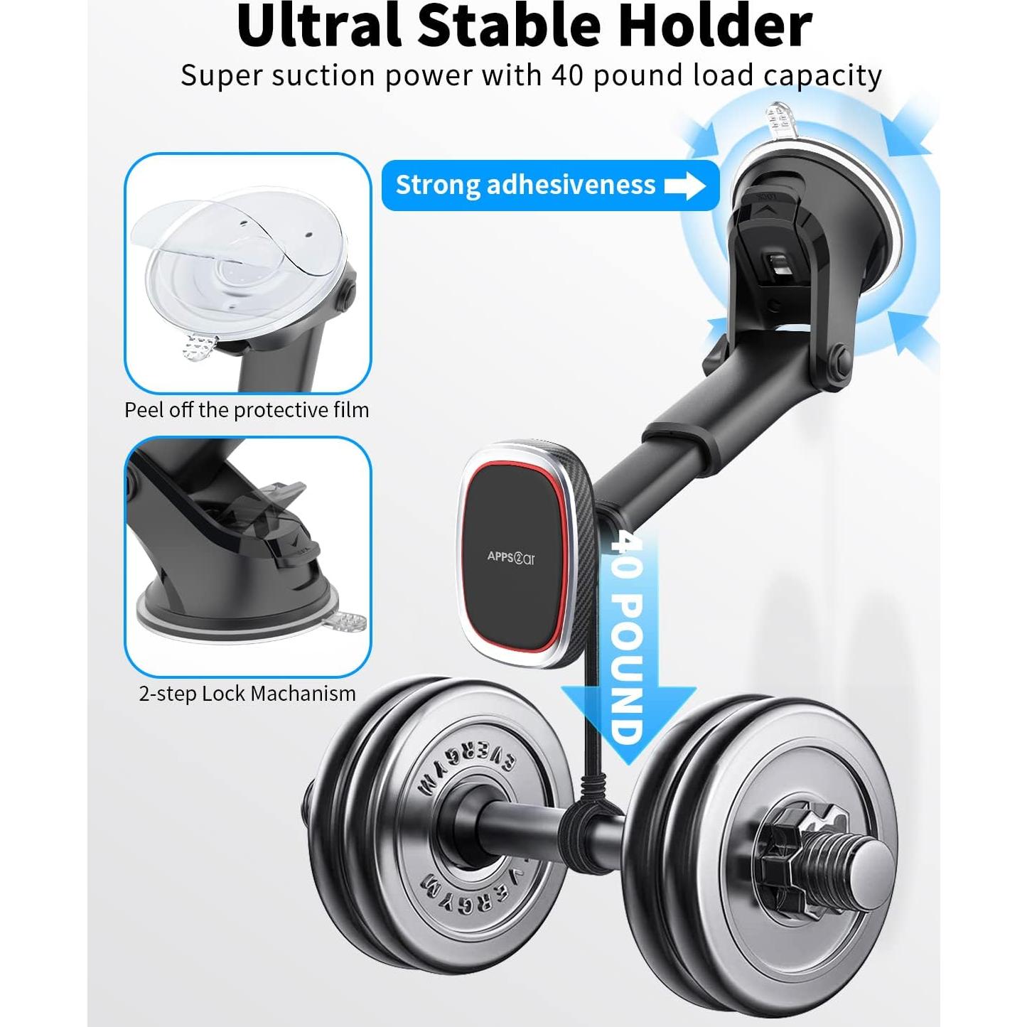 Soporte Magnético para Teléfono APPS2Car, Ajustable, 6 Imánes