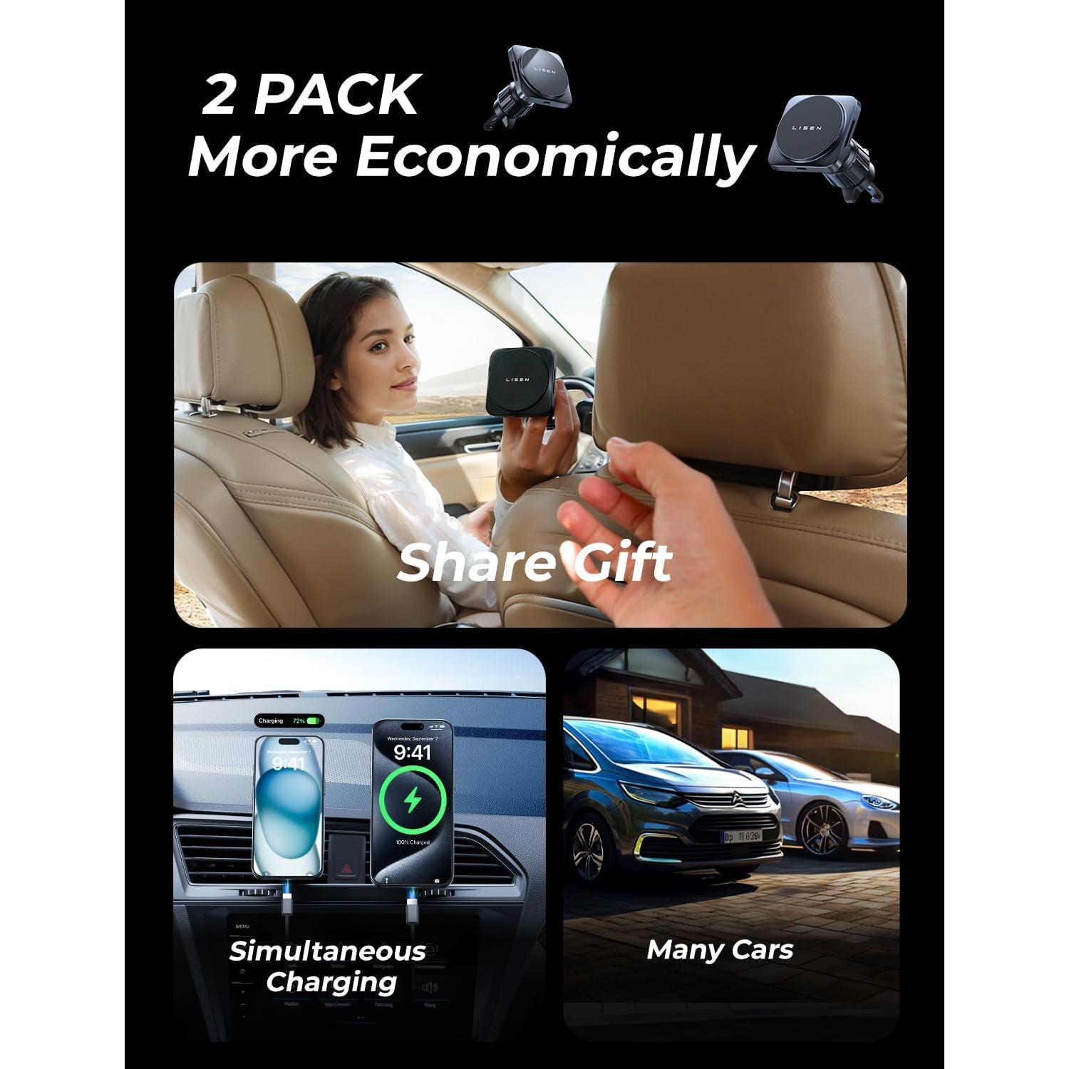 Soporte de Carga Magnético para Coche LISEN 15W Magsafe