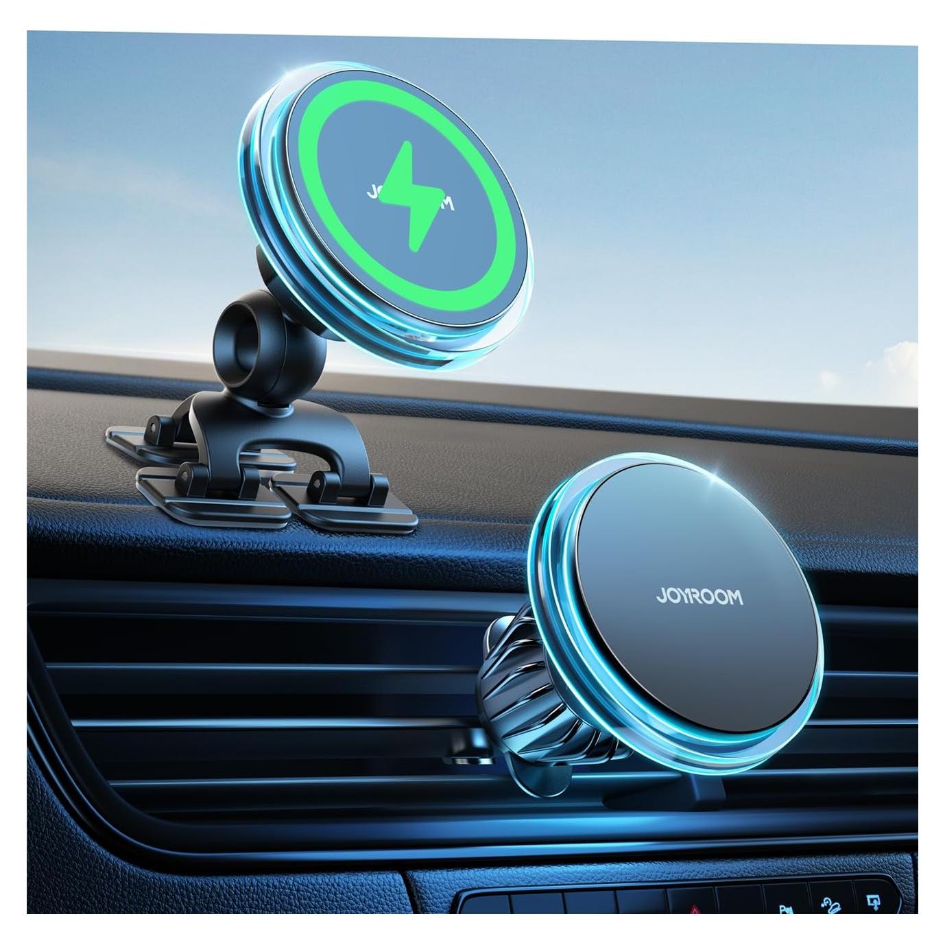 JOYROOM for MagSafe Car Mount Charger, 2025 Upgraded 15W Fast Charging Magnetic Wireless Car Charger Suitable for [Vent+Dash+Wall],for Magsafe Charger Car Phone Holder Mount for iPhone 16 Pro/15/14/13