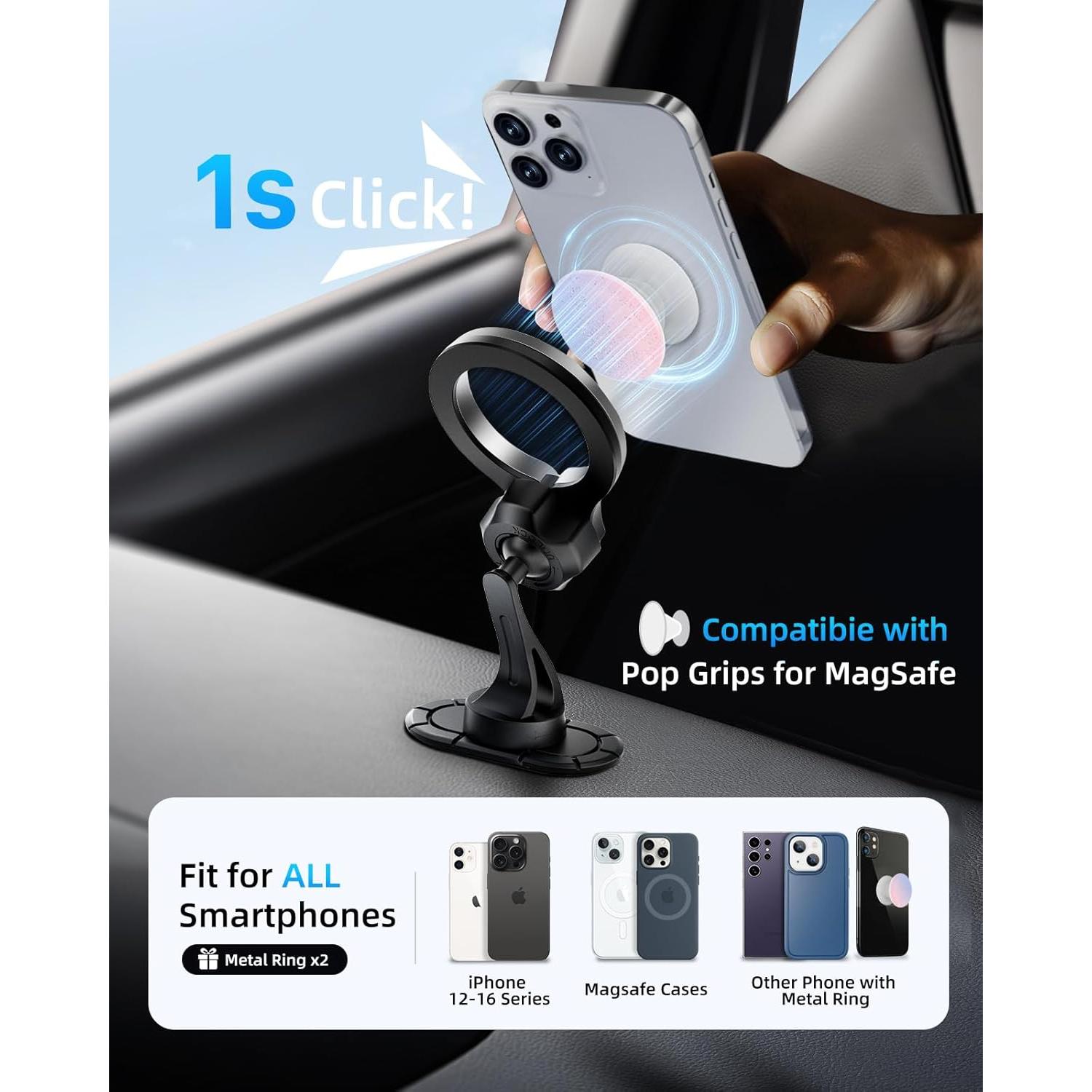 Soporte magnético para teléfono Pop-Tech con adhesivo 3M