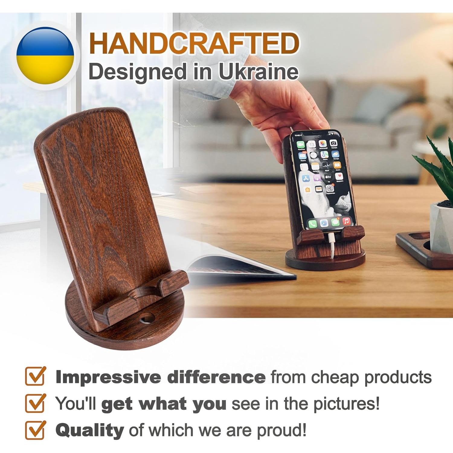 Soporte de Teléfono Móvil de Madera Teslyar 17x10 cm