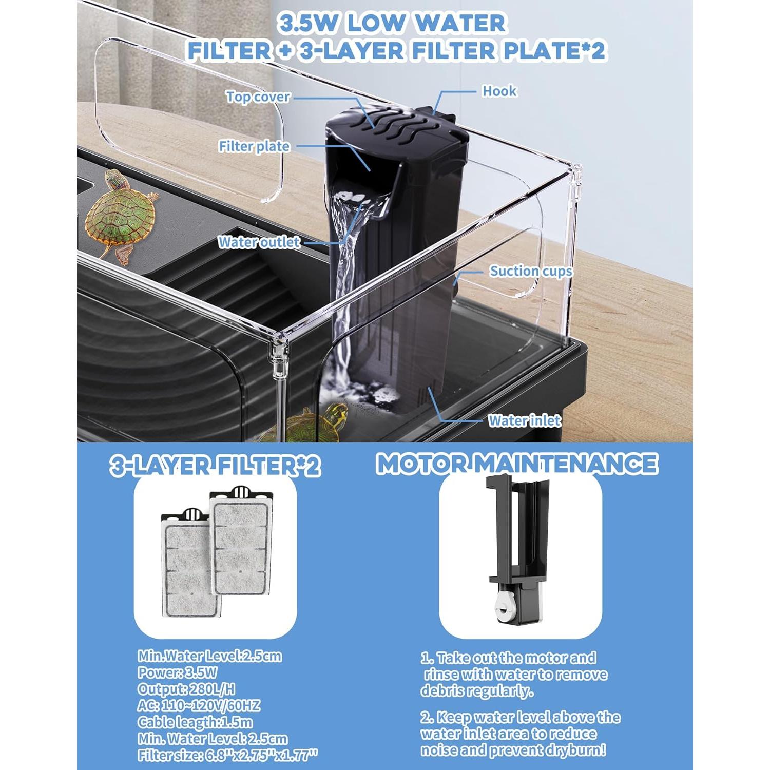 Acuario para Tortugas Moonorange 39x27x18cm con Filtro