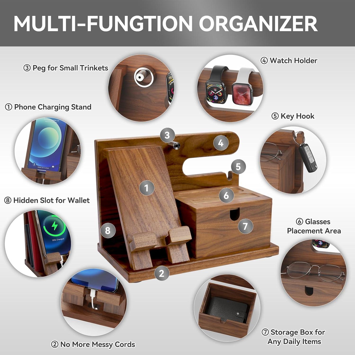 Estación de Acoplamiento de Madera de Nogal ACTESE con Carga Inalámbrica