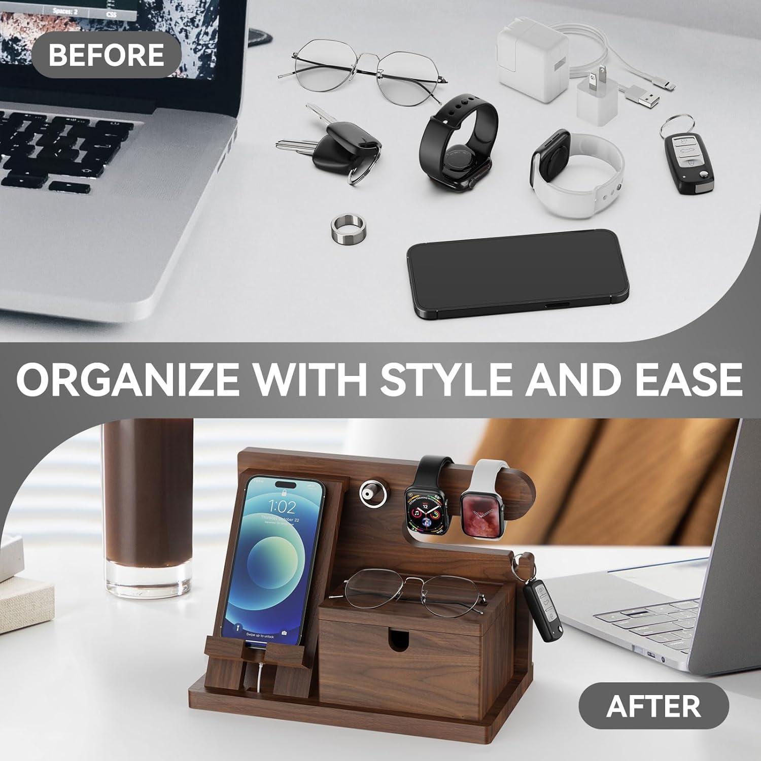 Estación de Acoplamiento de Madera de Nogal ACTESE con Carga Inalámbrica