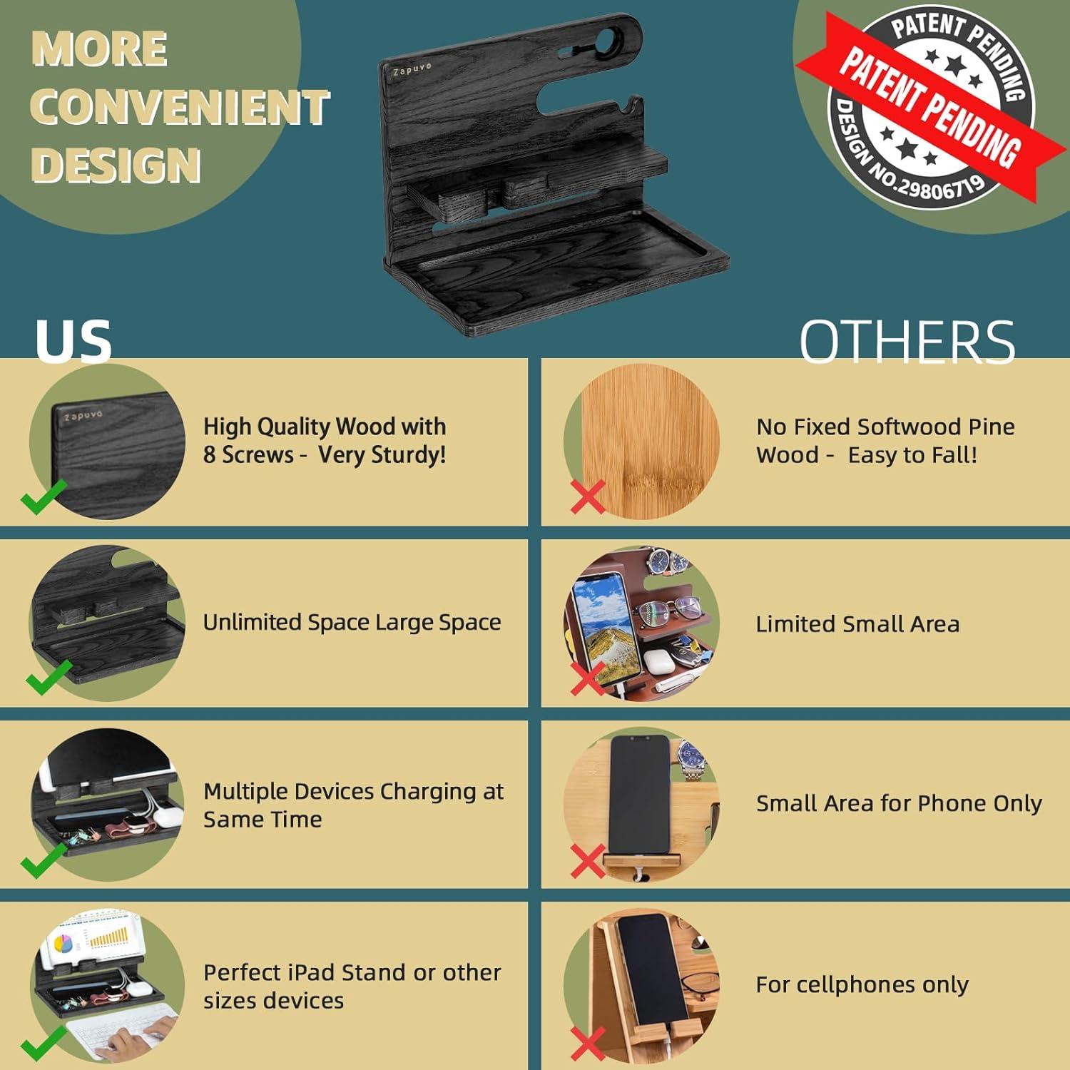 Estación de Acoplamiento de Teléfono de Madera ZAPUVO