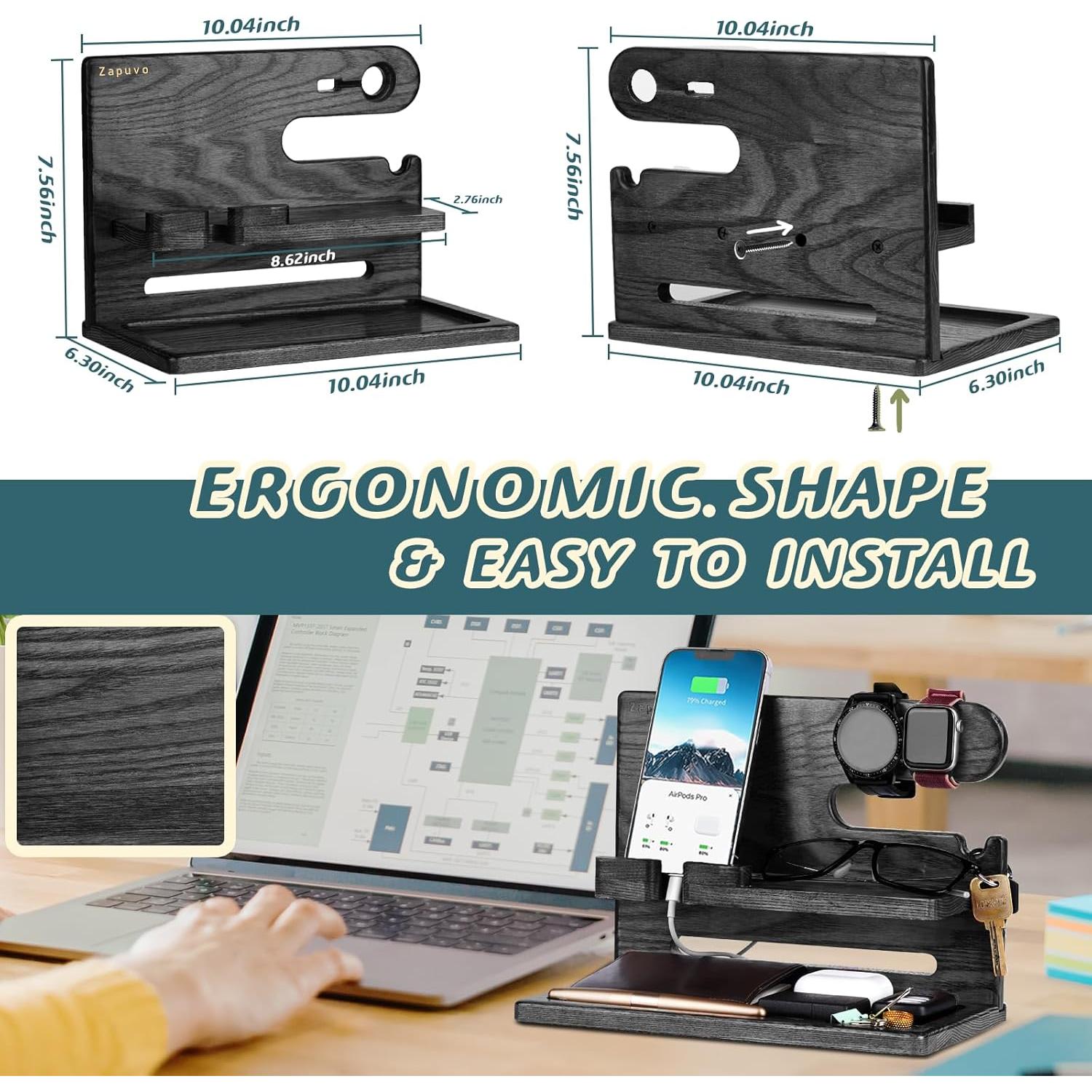 Estación de Acoplamiento de Teléfono de Madera ZAPUVO