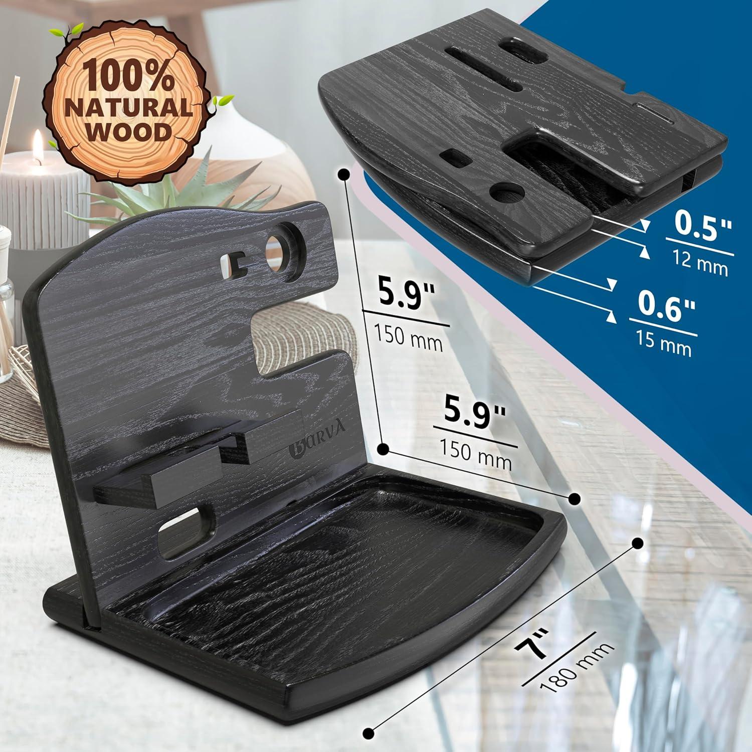 Estación de Carga de Madera BarvA | Soporte Teléfono 15x17cm