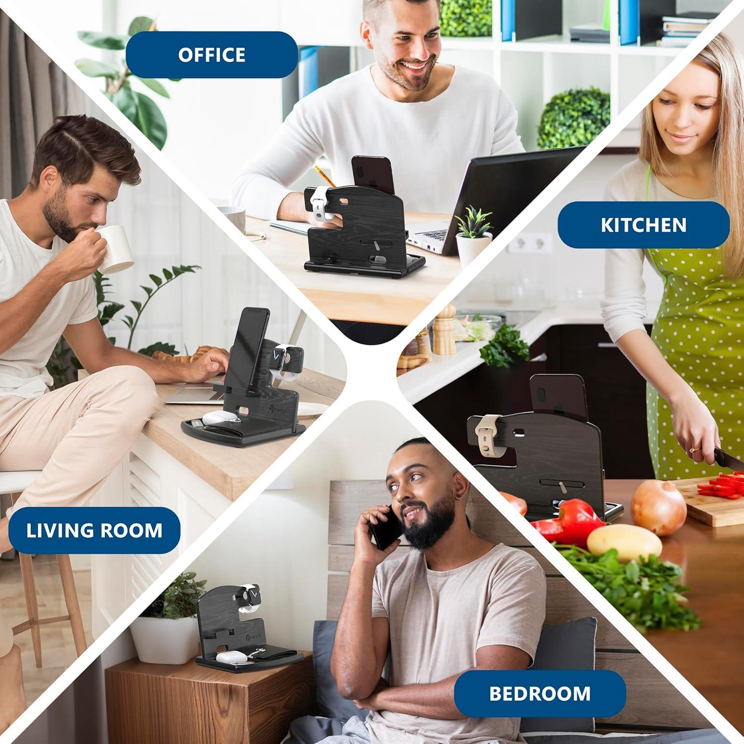 Estación de Carga de Madera BarvA | Soporte Teléfono 15x17cm