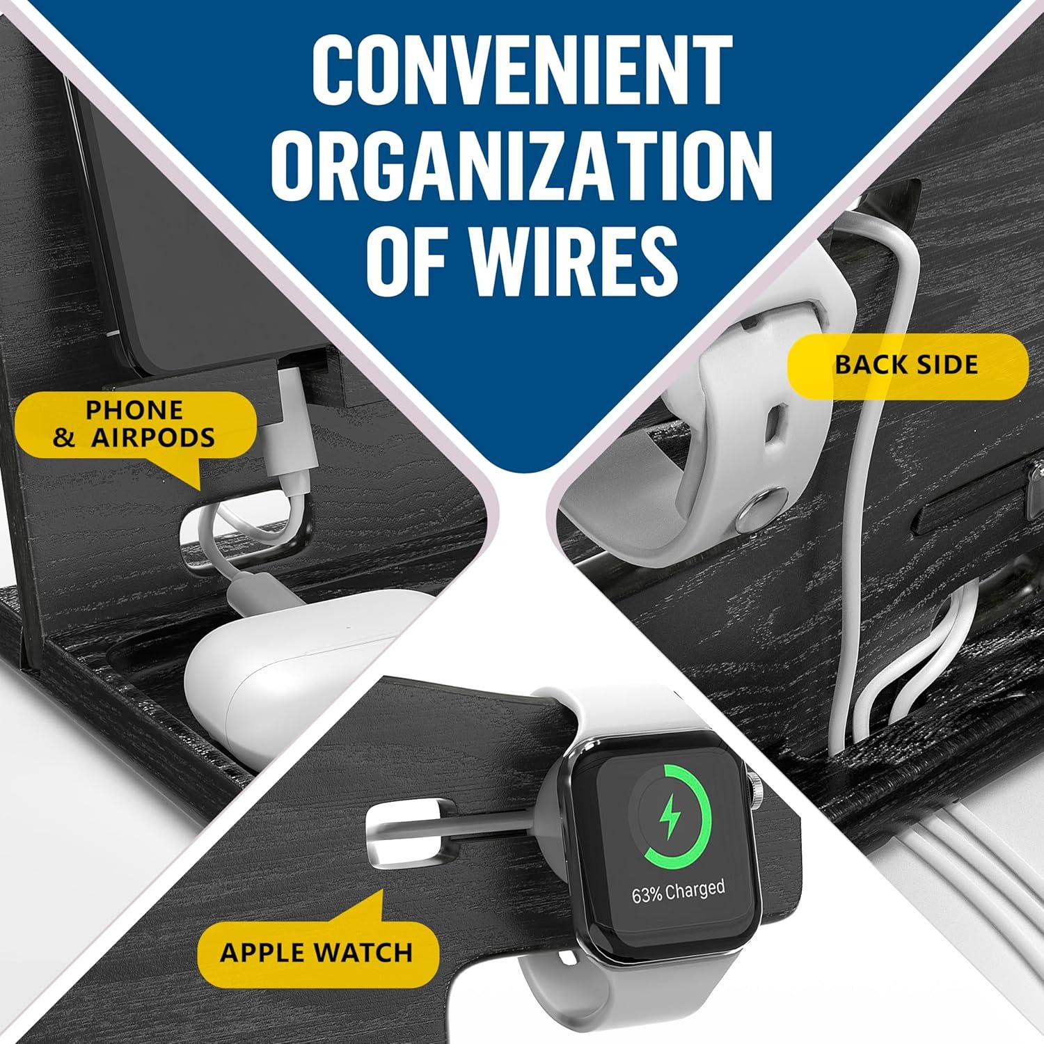 Estación de Carga de Madera BarvA | Soporte Teléfono 15x17cm