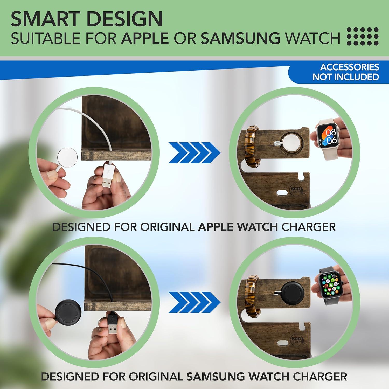 Organizador de Mesita de Noche EcoLeafy Dot Madera Gris