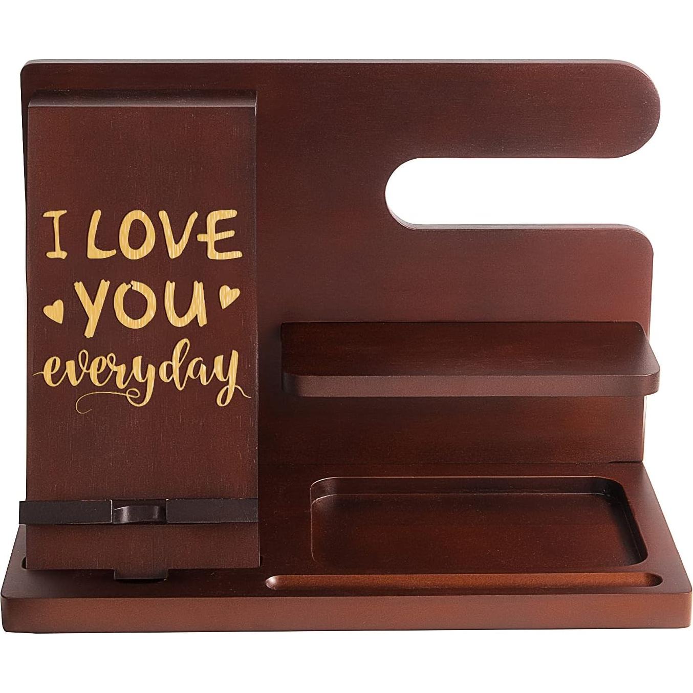 Estación de Acoplamiento de Madera Awofer para Hombre - Organizador Multifuncional