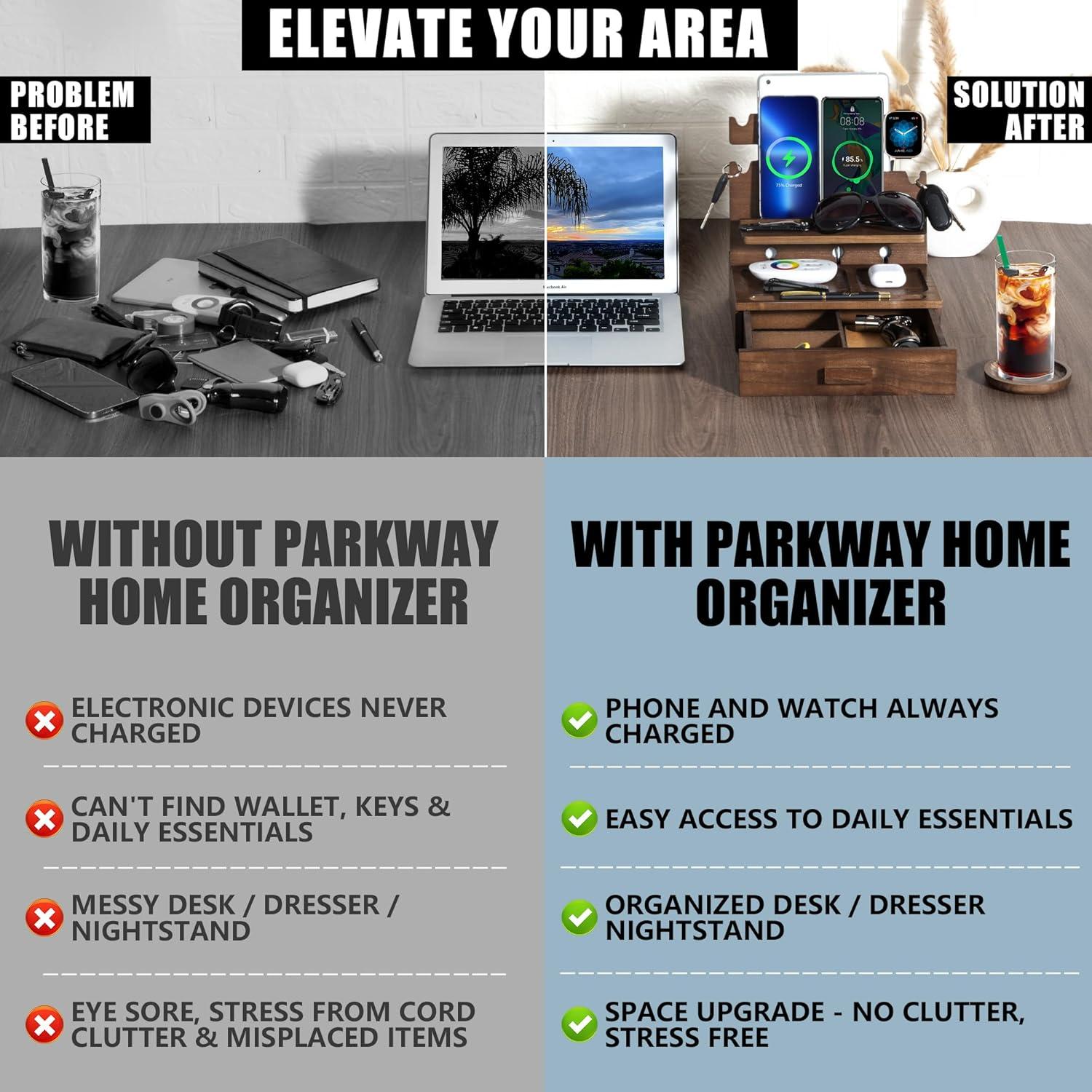 Estación de Acoplamiento de Madera Parkway para 3 Teléfonos