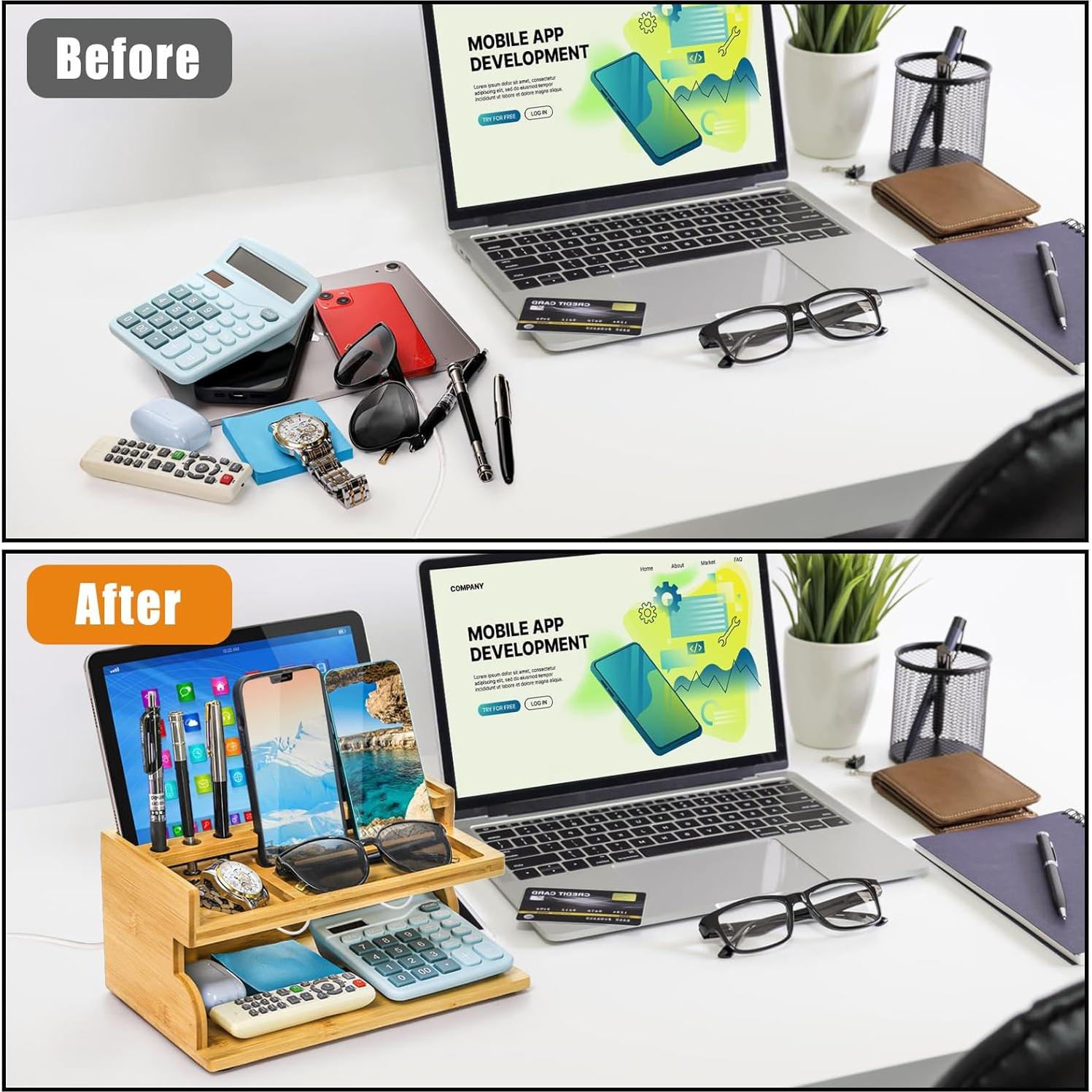 Organizador de Mesita de Noche Yopay de Bambú Carga 1,01 kg