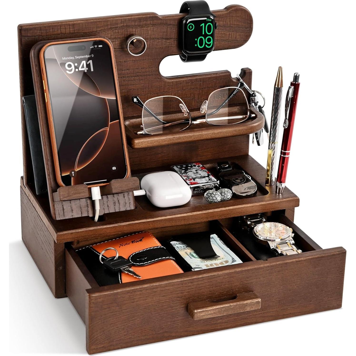 Estación de Carga y Organizador de Madera TESLYAR