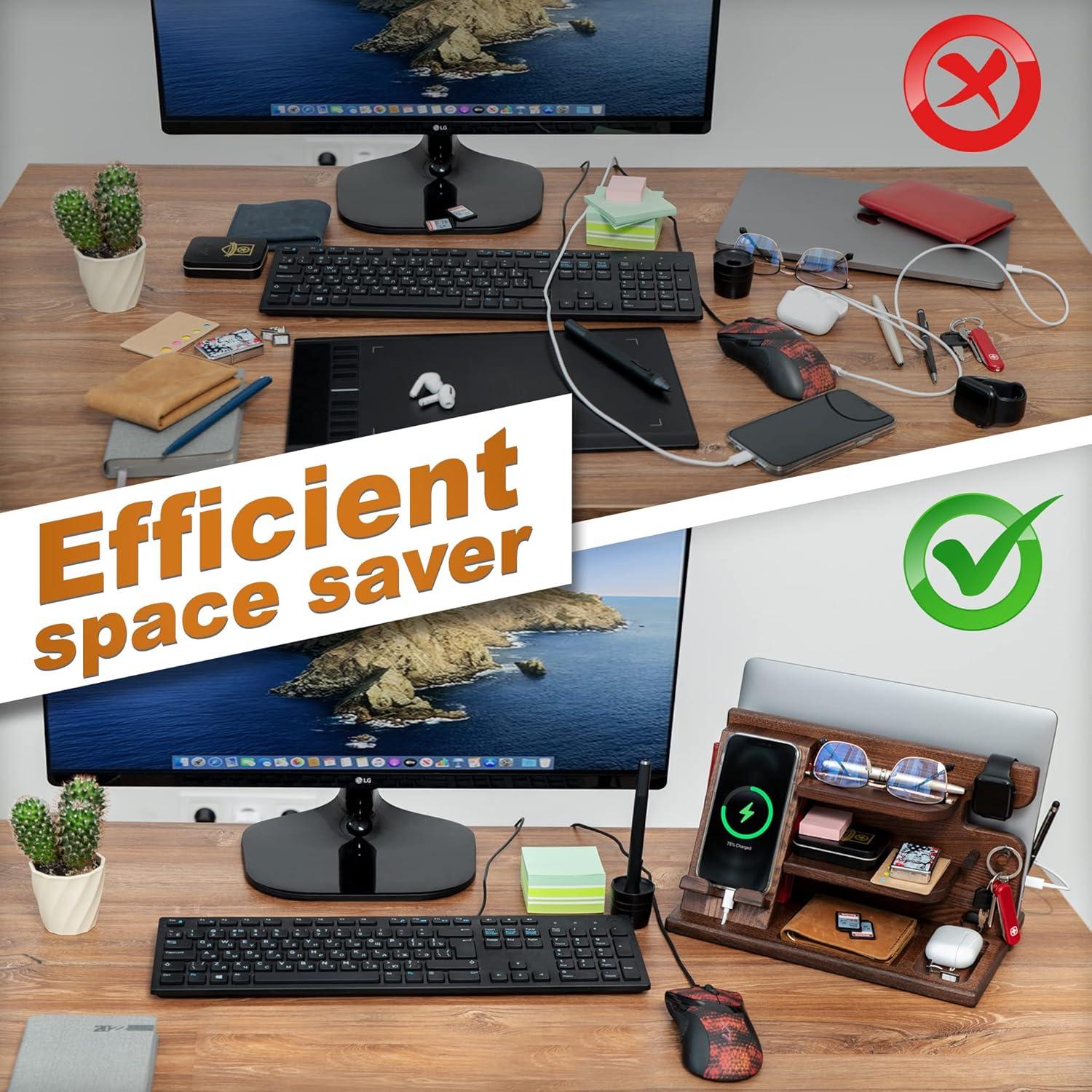 Estación de Carga y Organizador de Madera TESLYAR