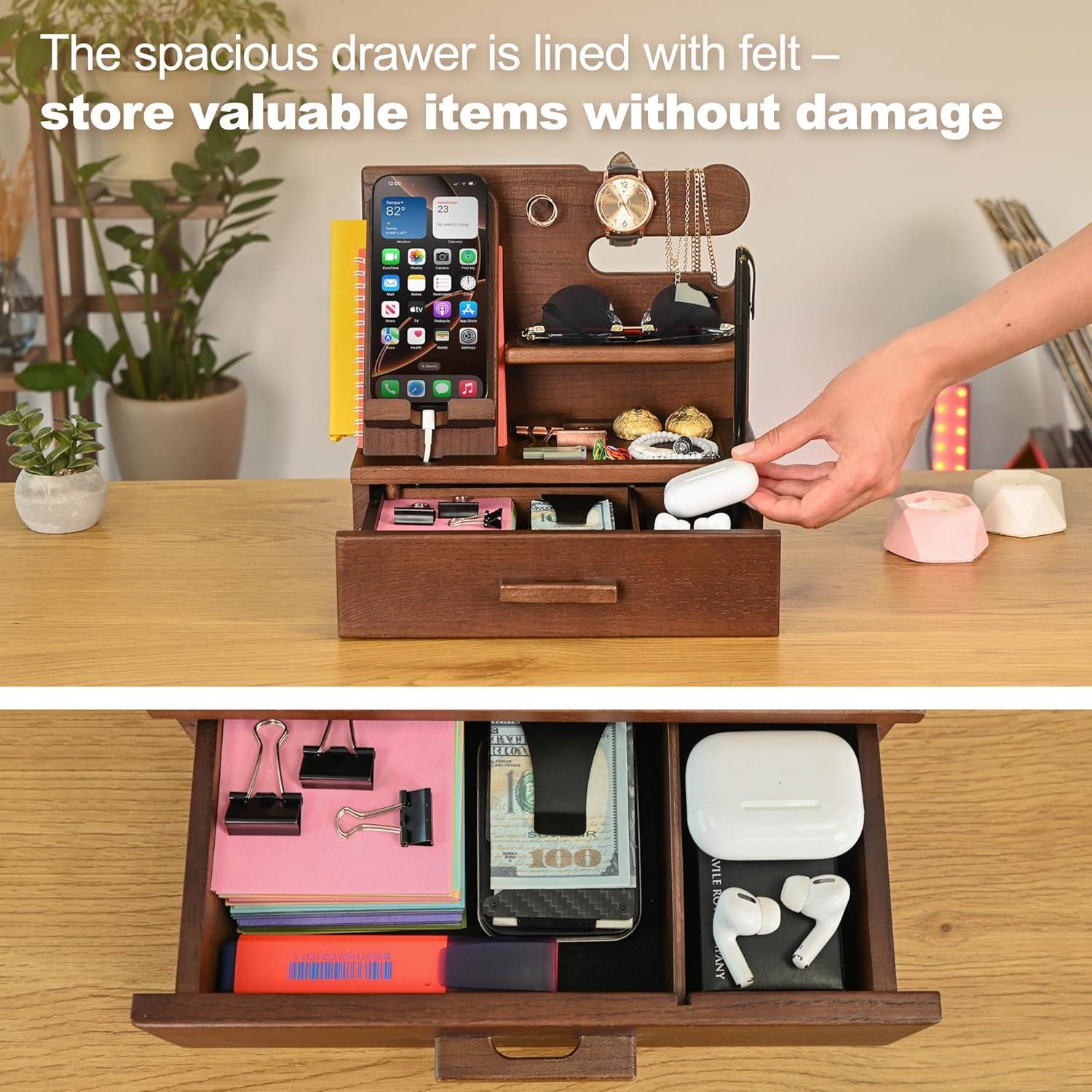 Estación de Carga y Organizador de Madera TESLYAR