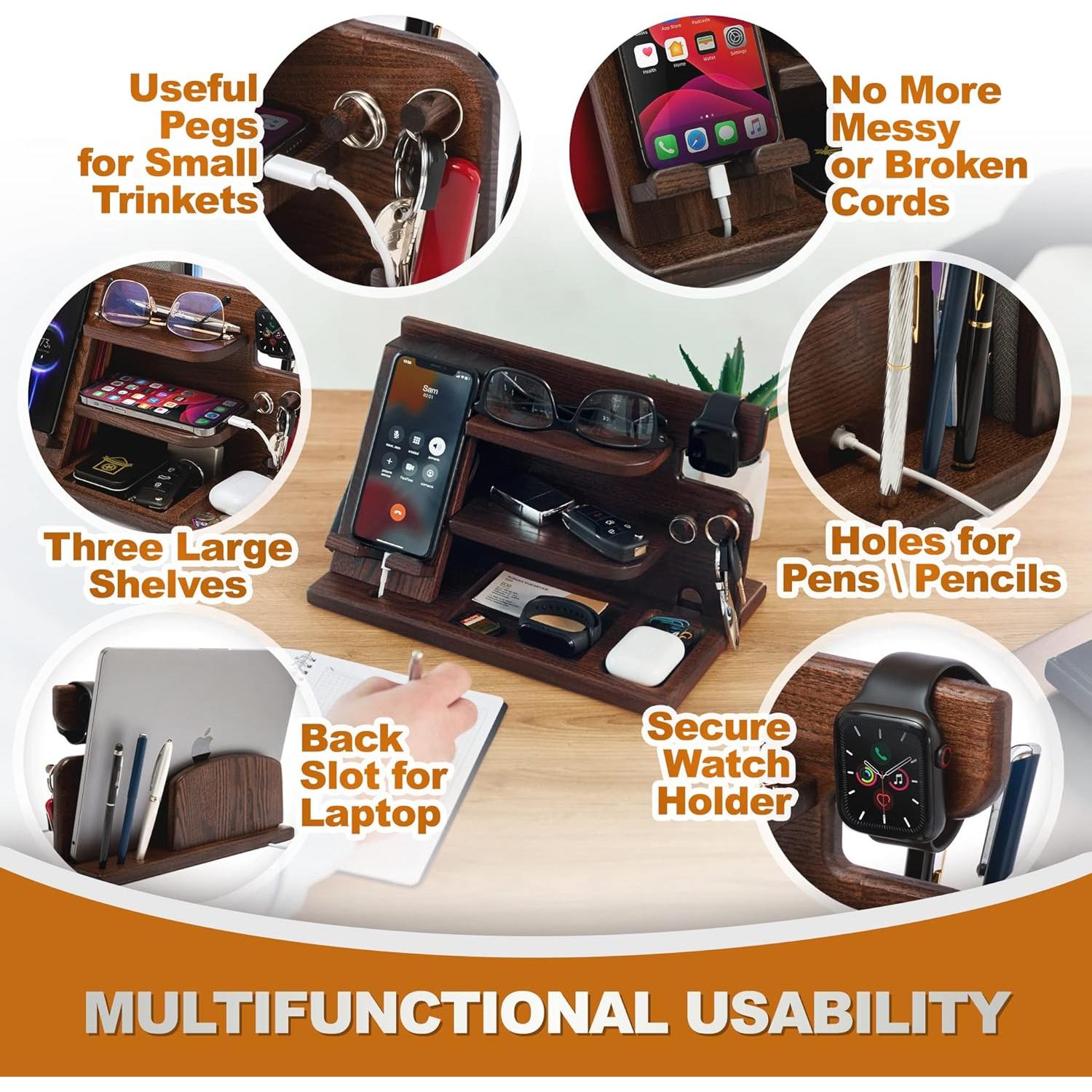 Estación de Carga y Organizador de Madera TESLYAR