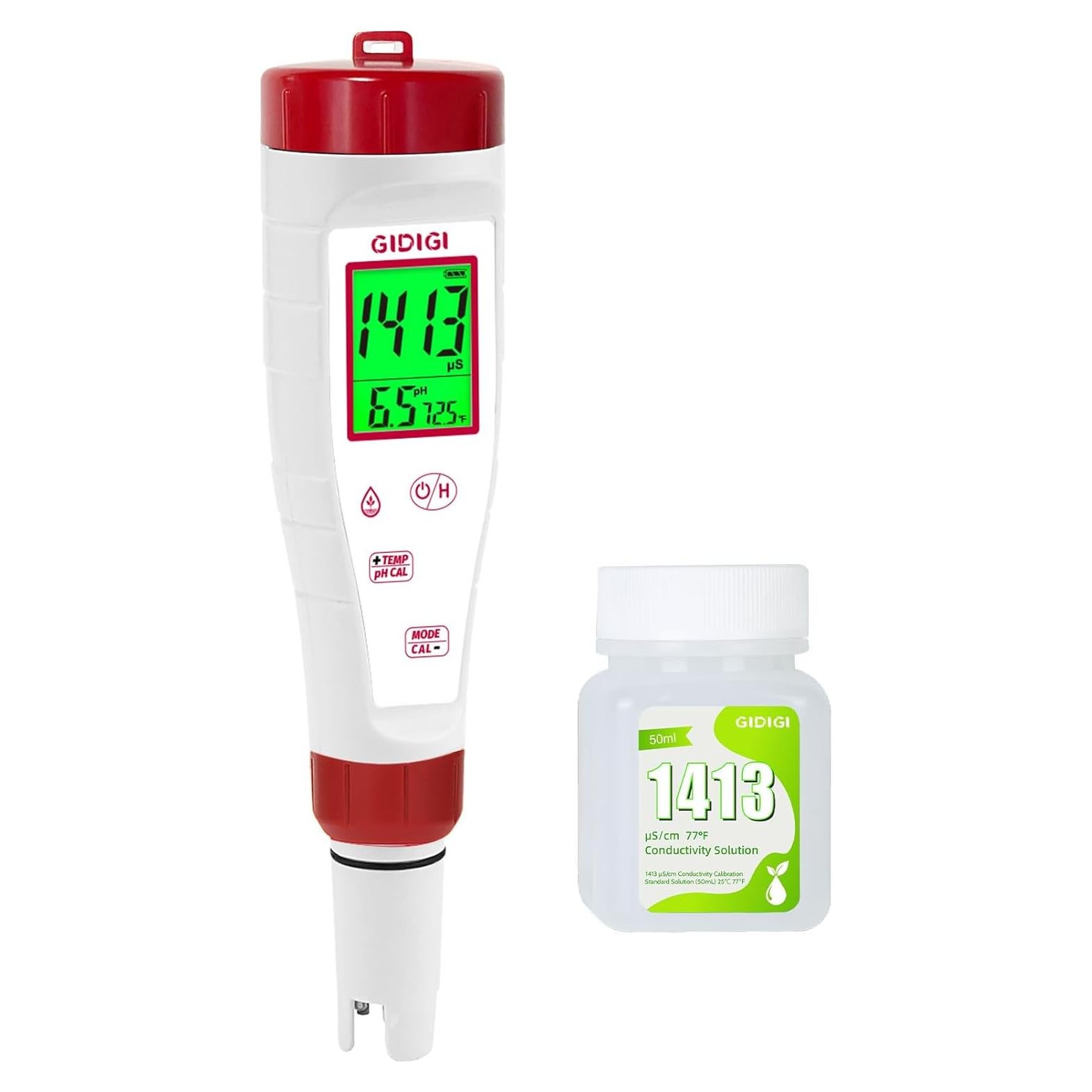 Medidor de pH 4 en 1 GIDIGI con calibración y pantalla