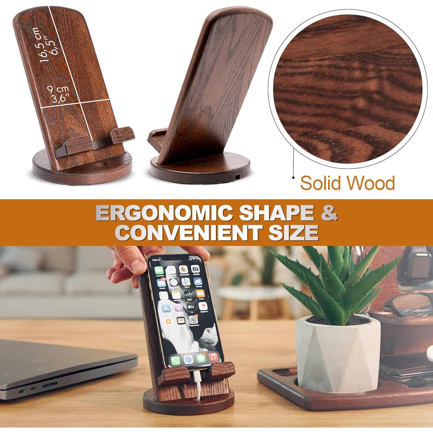 Estación de Carga de Madera Teslyar para Hombres - Organizador Multifuncional