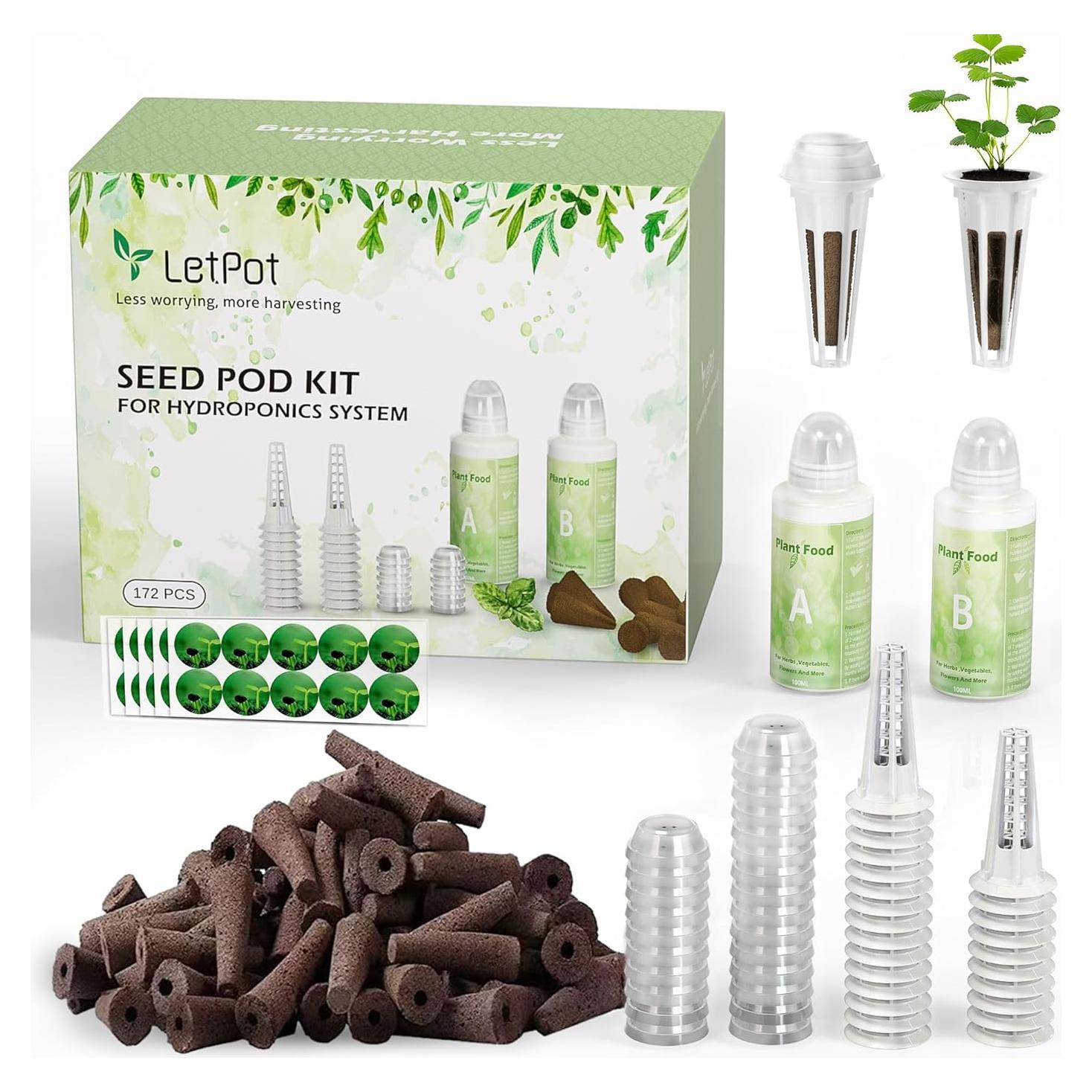 Kit Hidropónico LetPot 172 Piezas con Esponjas y Nutrientes