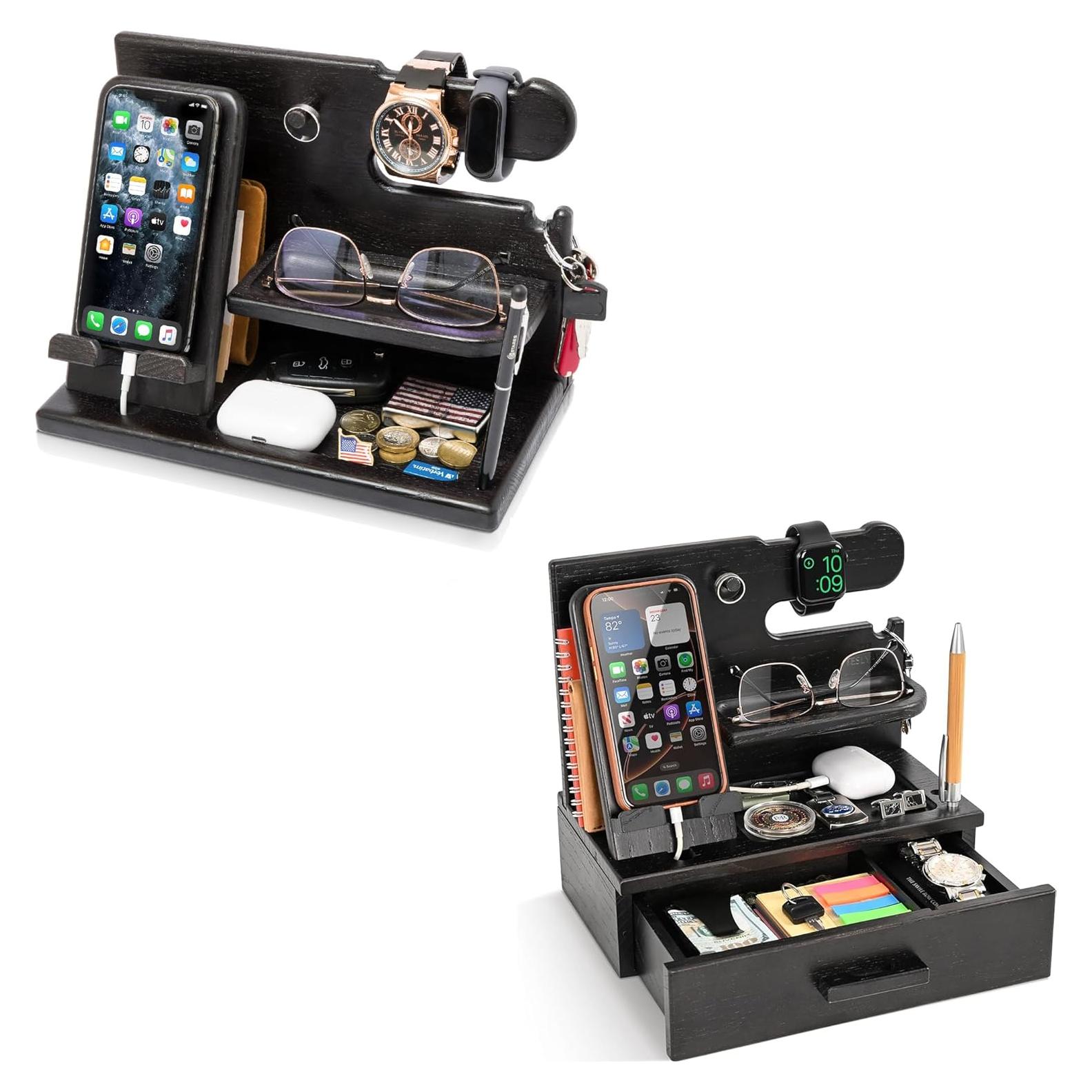 Estación de Carga y Organizador de Madera Teslyar