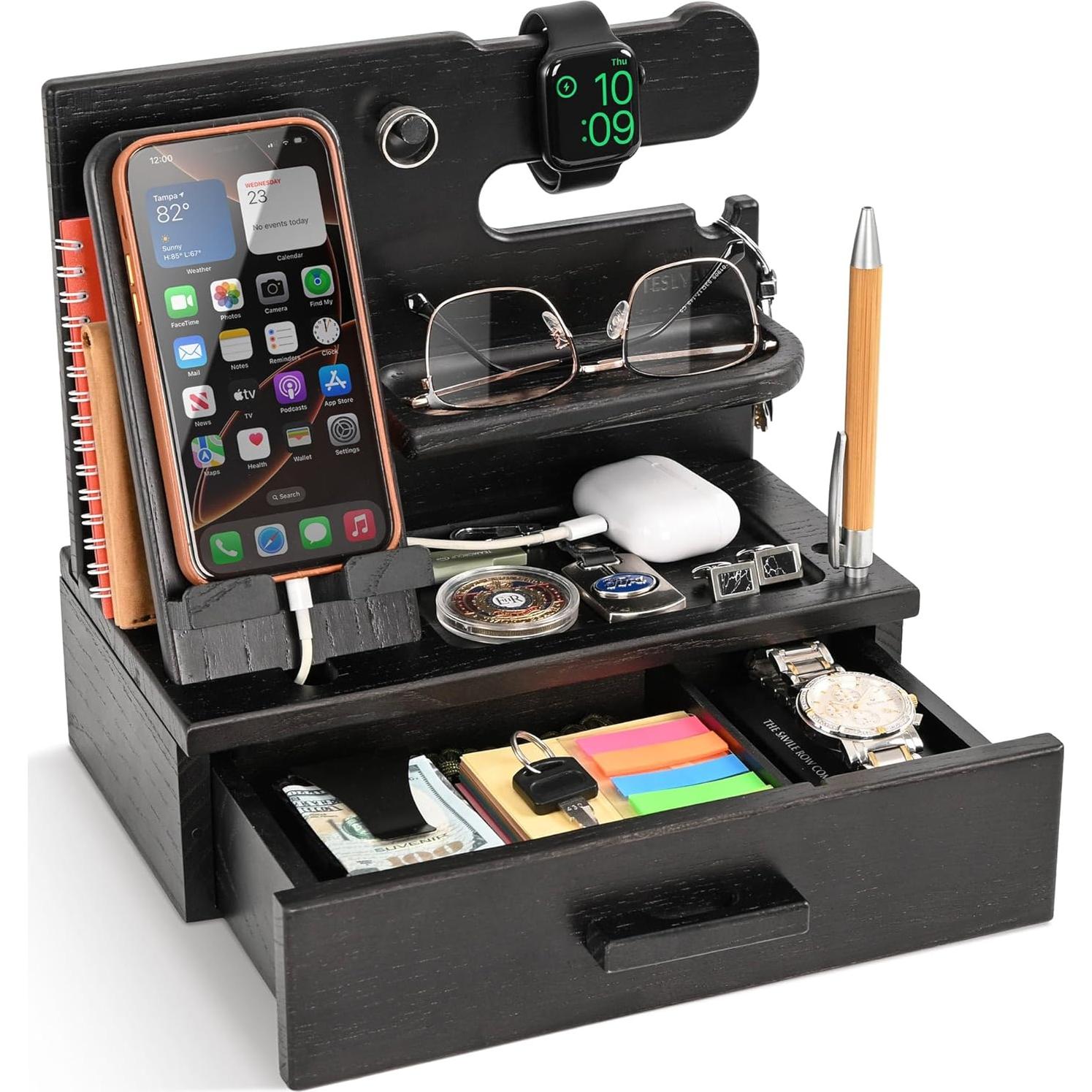 Estación de Carga y Organizador de Madera Teslyar