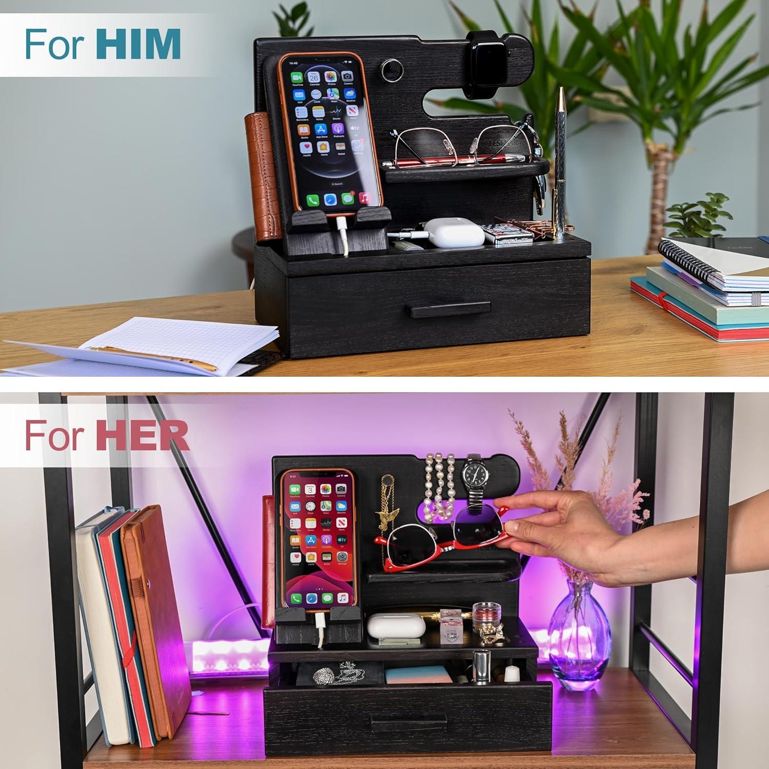 Estación de Carga y Organizador de Madera Teslyar