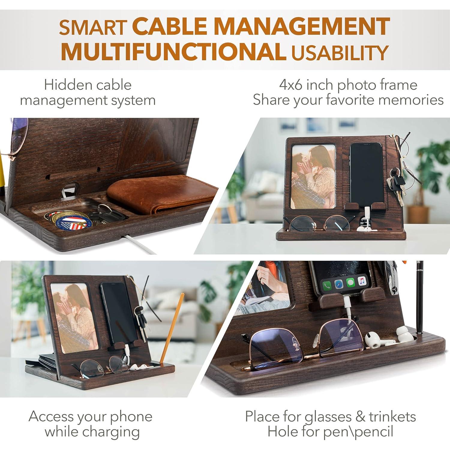 Estación de Carga y Organizador de Madera Teslyar