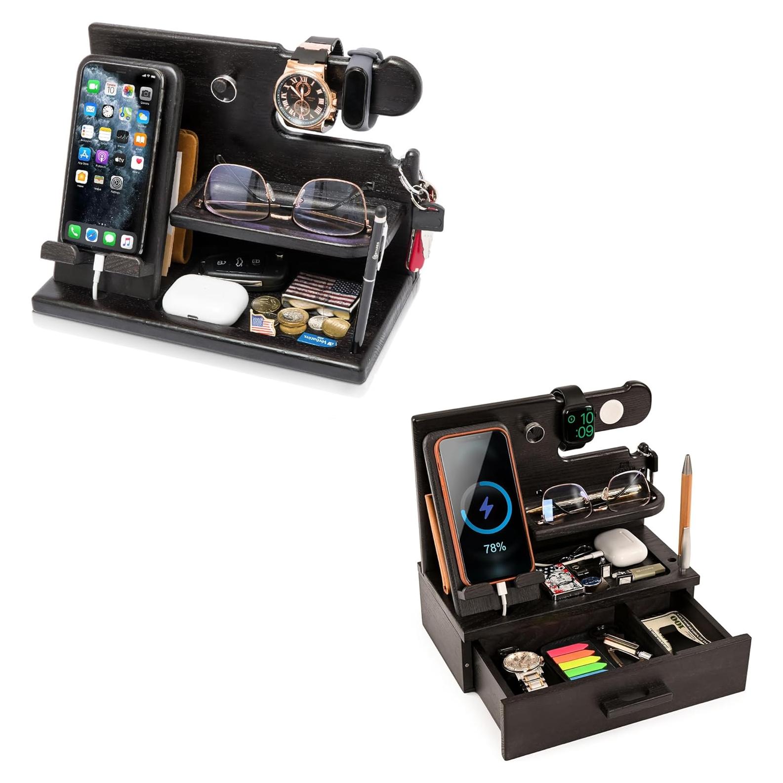 Estación de Carga y Organizador de Madera Teslyar Negro