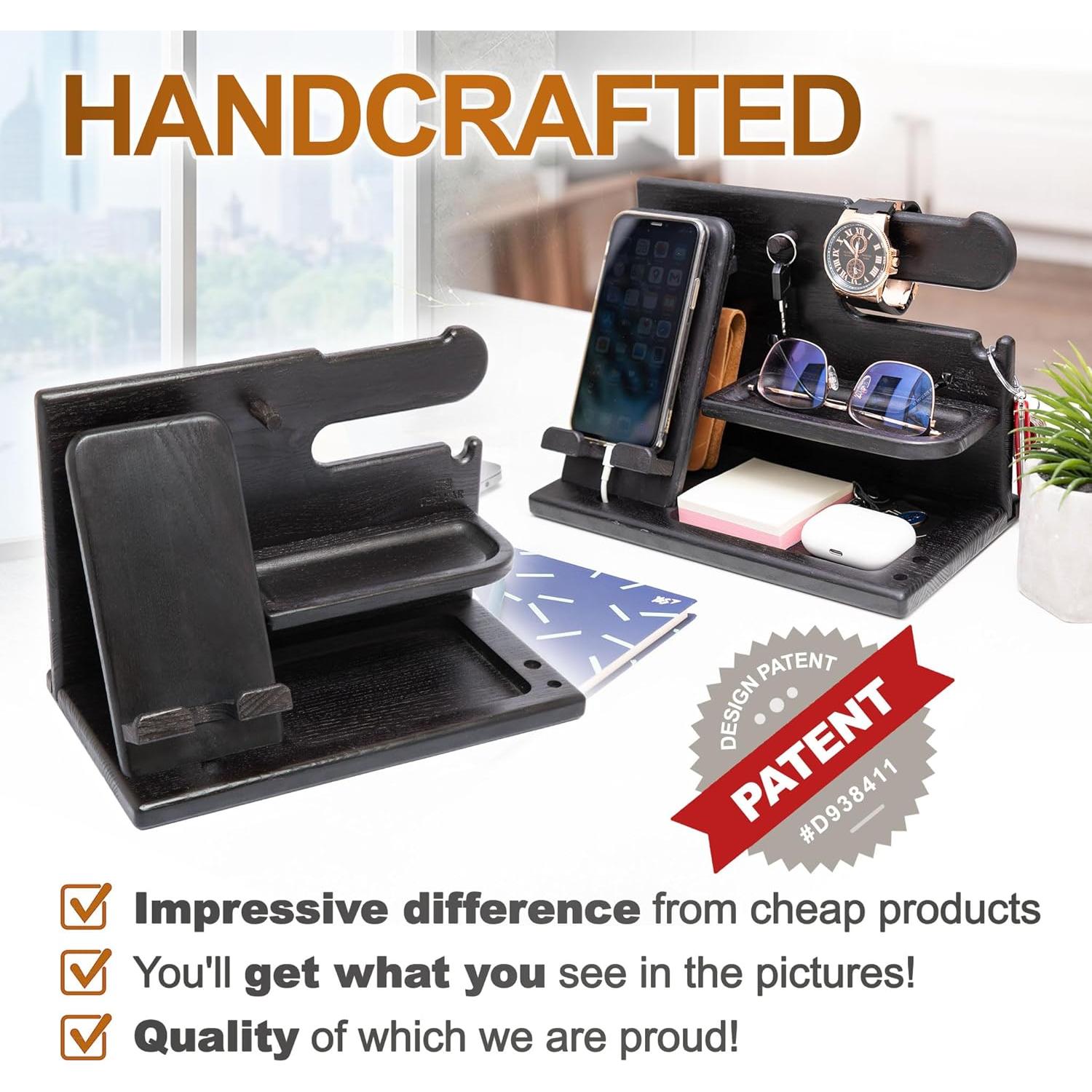 Estación de Carga y Organizador de Madera Teslyar Negro