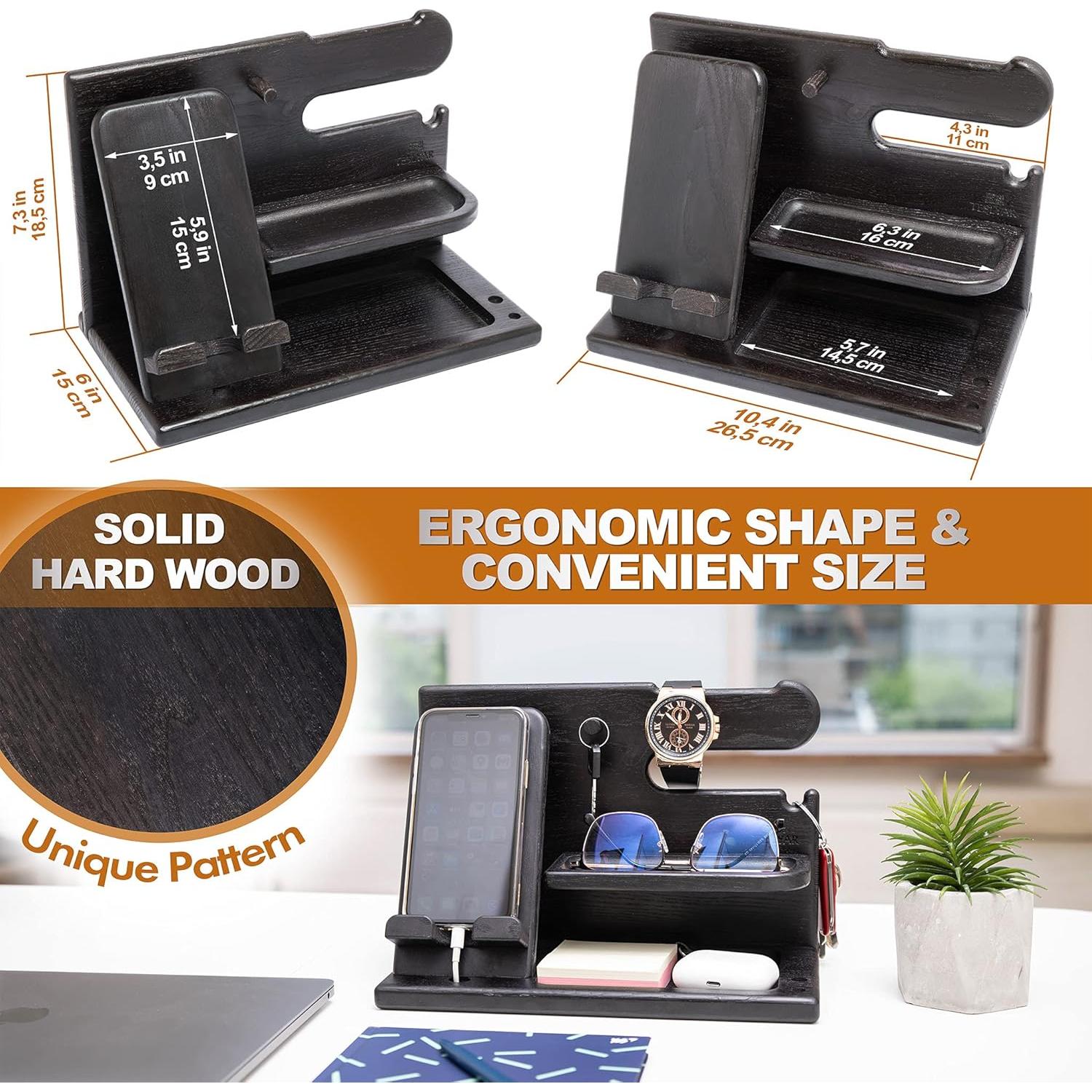 Estación de Carga y Organizador de Madera Teslyar Negro