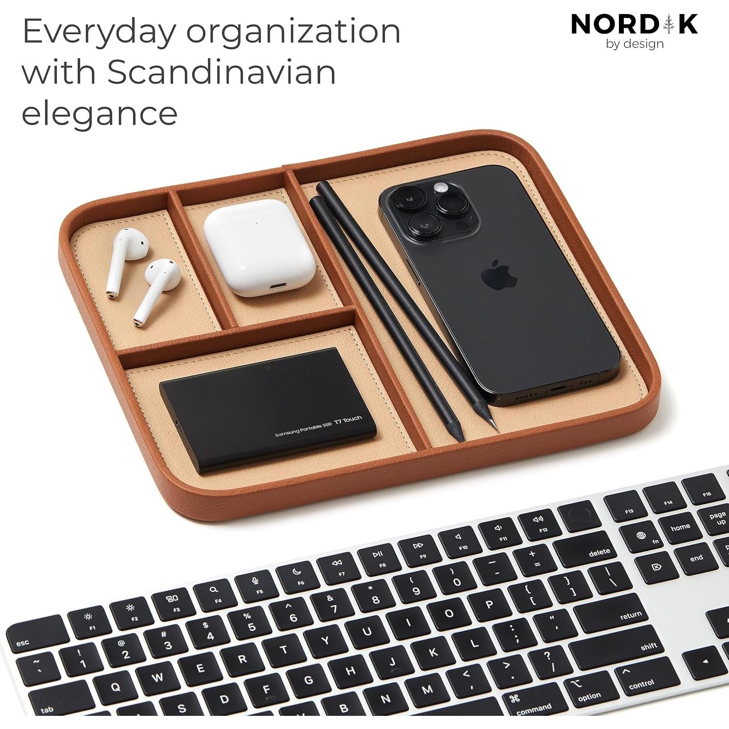 Bandeja de Valet Nordik By Design Cuero Vegano Marrón