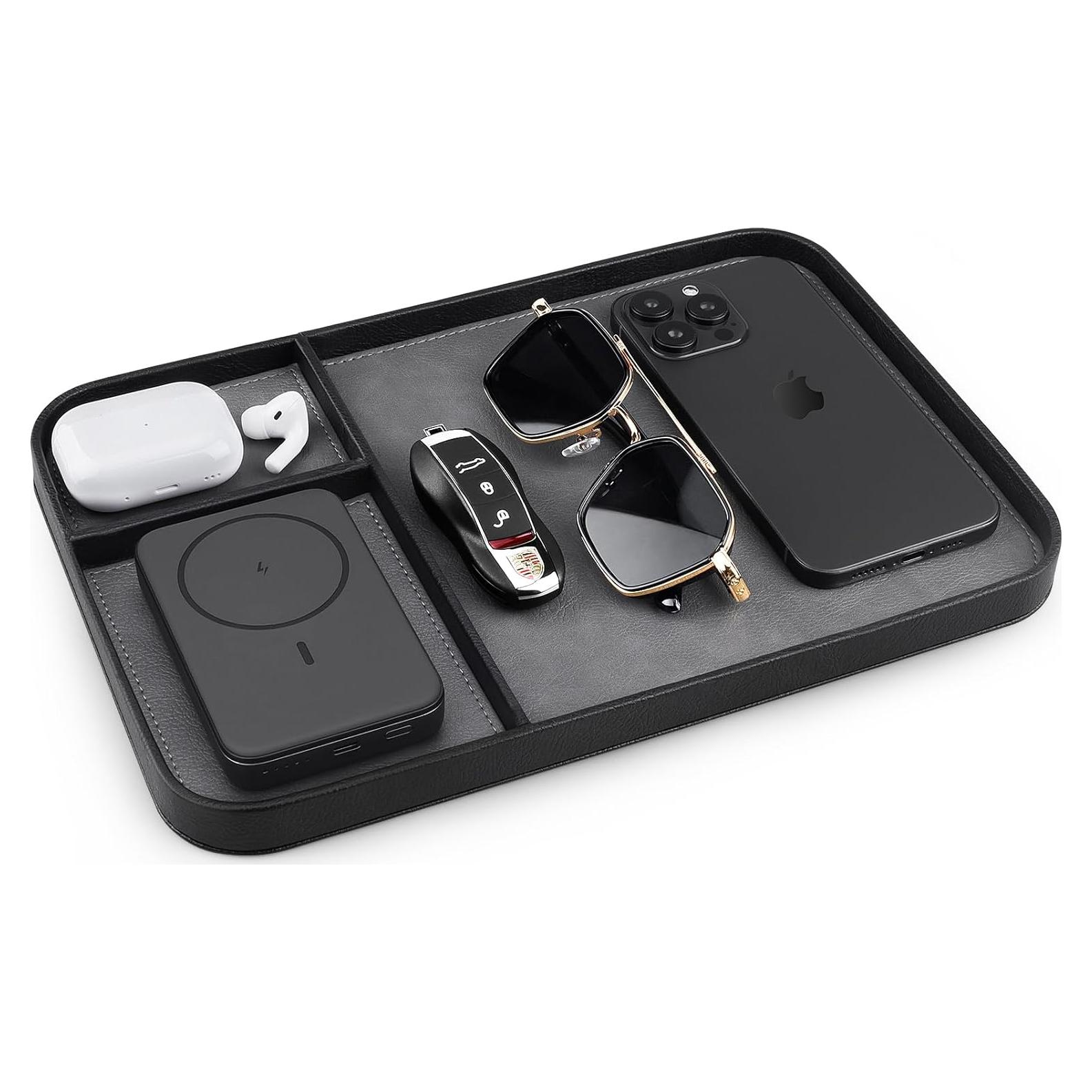 Bandeja de Cuero SENEN Rectangular 30x20 cm Marco Negro