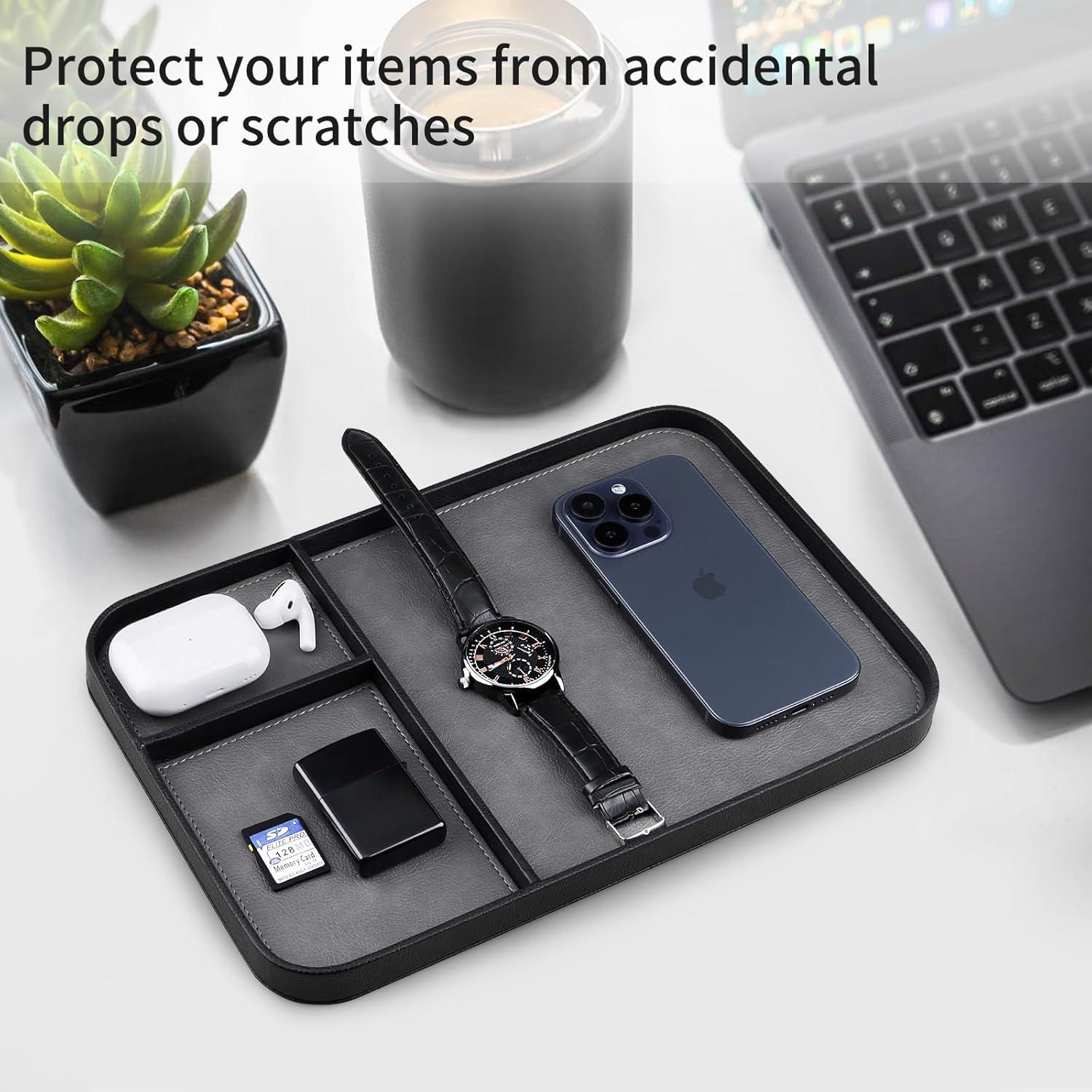 Bandeja de Cuero SENEN Rectangular 30x20 cm Marco Negro